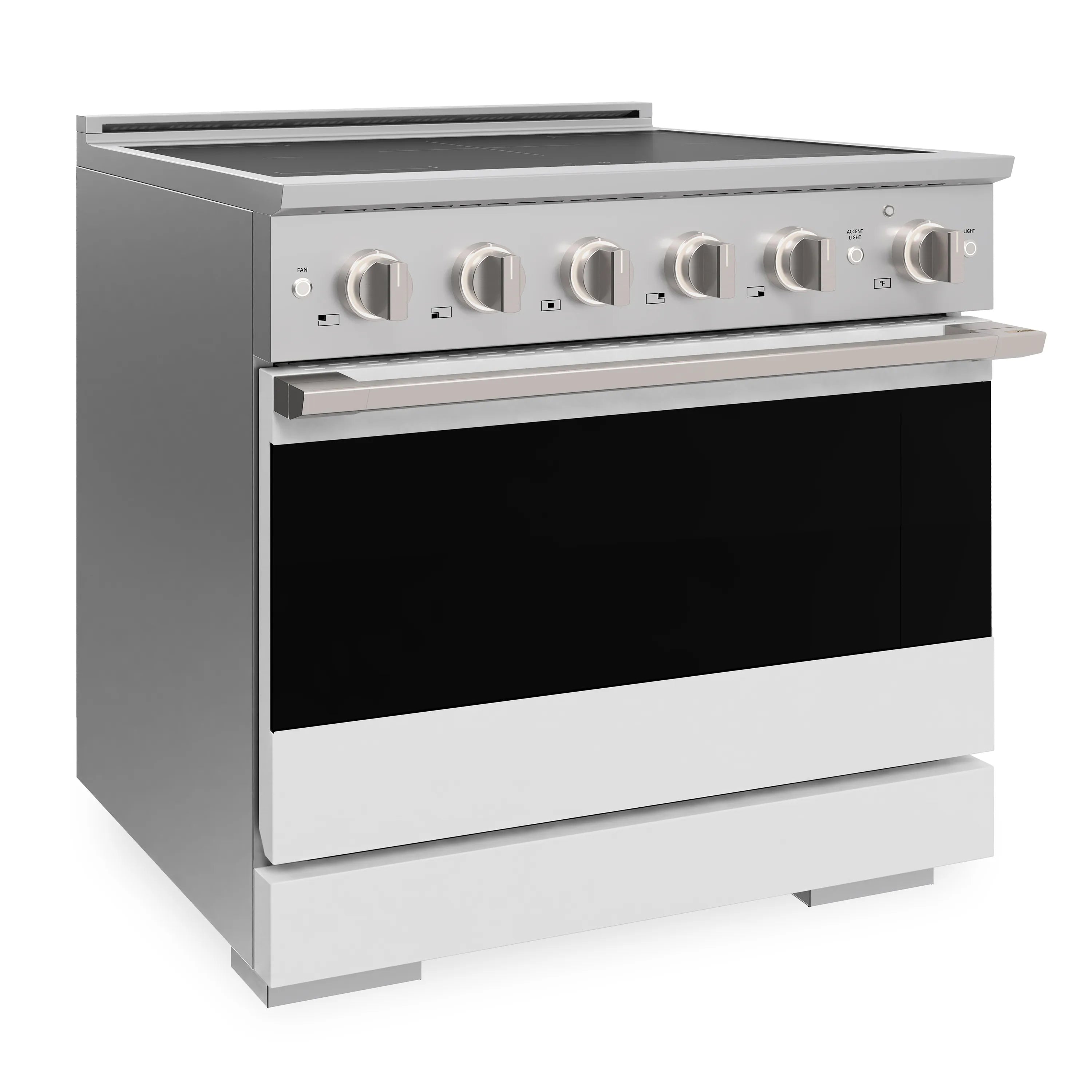 ZLINE 36-Inch 5.2 cu. ft. Marino Induction Range with 5 Element Cooktop and Electric Convection Oven in Stainless Steel with White Matte Door (MINR-WM-36)