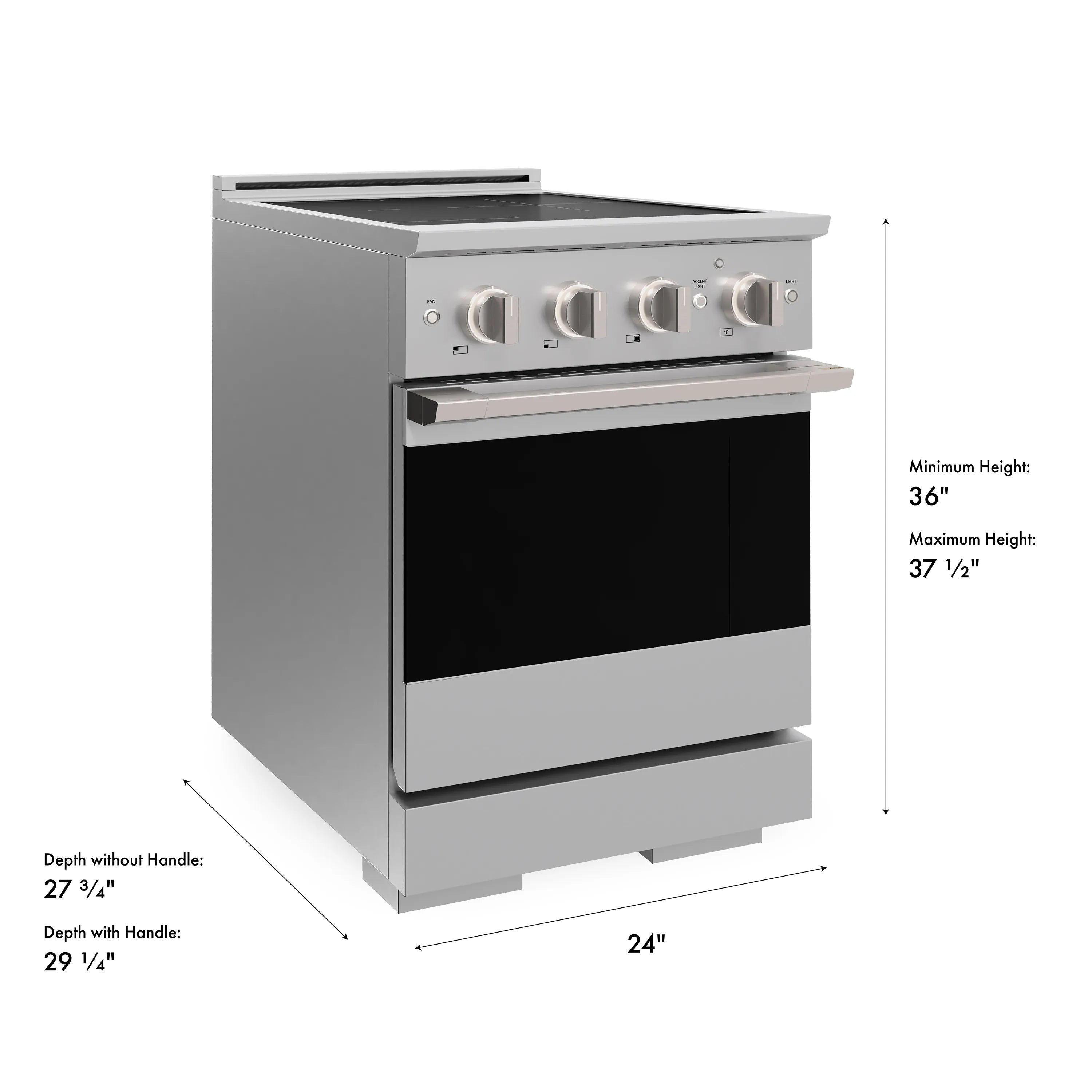 ZLINE 24-Inch 3.2 cu. ft. Marino Induction Range with 3 Element Cooktop and Electric Convection Oven in Stainless Steel (MINR24)