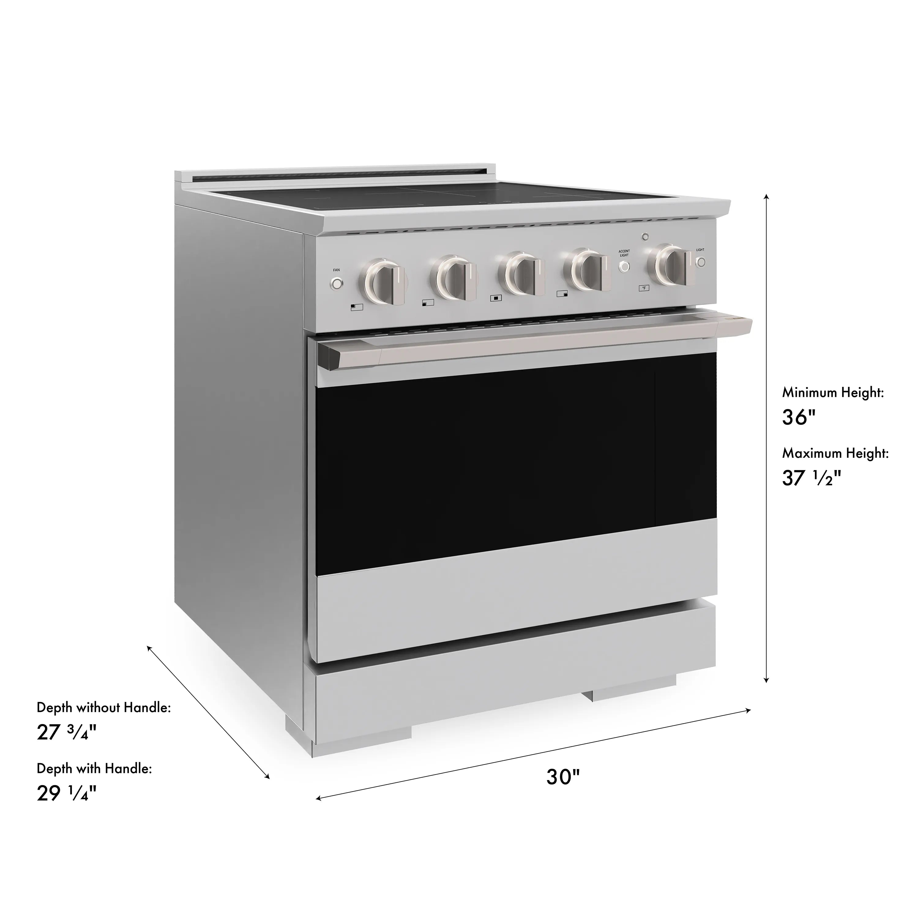 ZLINE 30-Inch 4.2 cu. ft. Marino Induction Range with 4 Element Cooktop and Electric Convection Oven in Stainless Steel (MINR30)