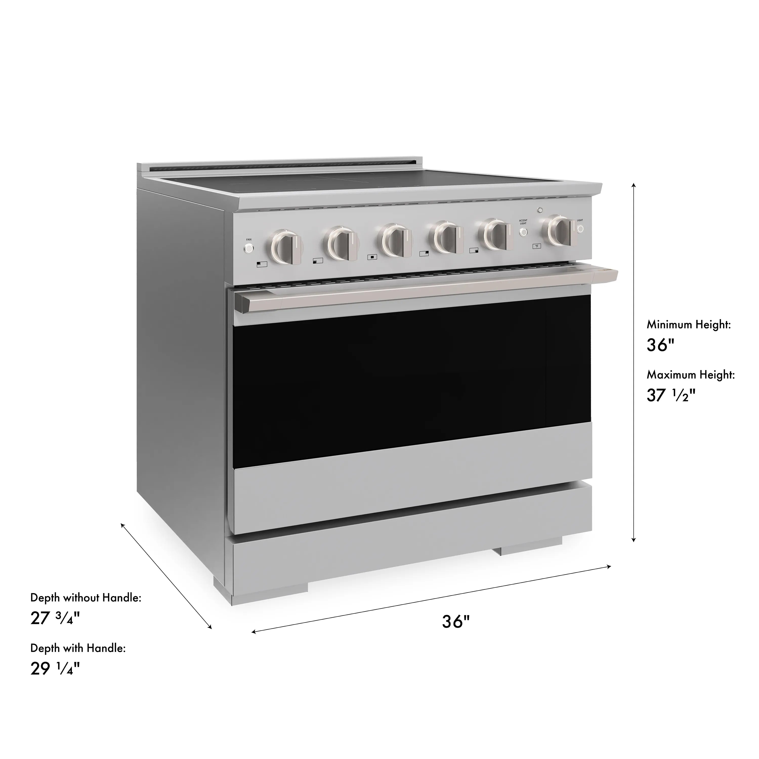 ZLINE 36-Inch 5.2 cu. ft. Marino Induction Range with 5 Element Cooktop and Electric Convection Oven in Stainless Steel (MINR36)