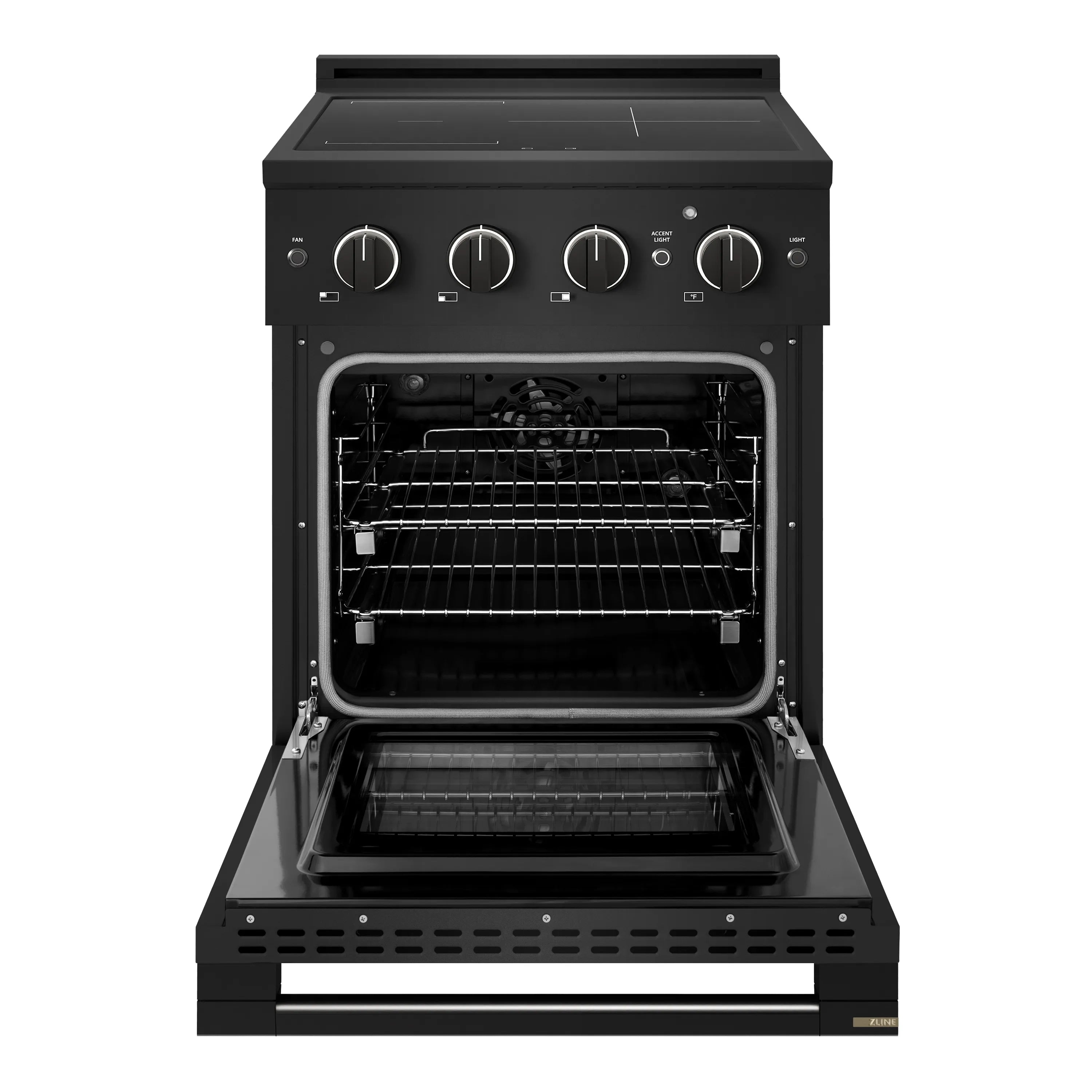 ZLINE 24-Inch 3.2 cu. ft. Marino Induction Range with 3 Element Cooktop and Electric Convection Oven in Black Stainless Steel (MINRB-24)