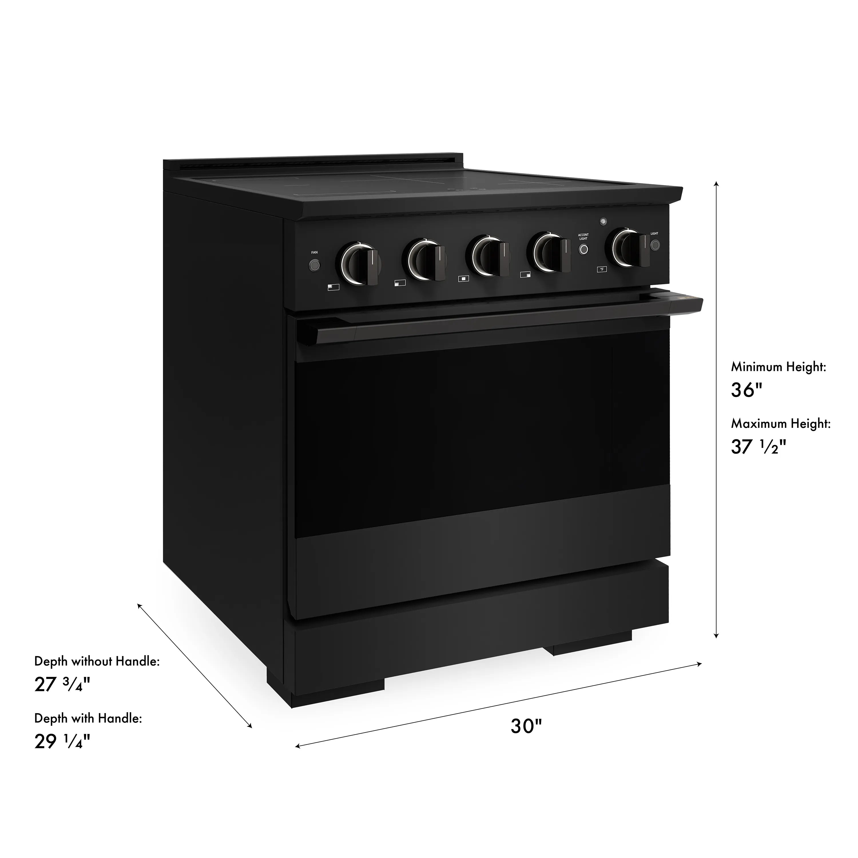 ZLINE 30-Inch 4.2 cu. ft. Marino Induction Range with 4 Element Cooktop and Electric Convection Oven in Black Stainless Steel (MINRB-30)