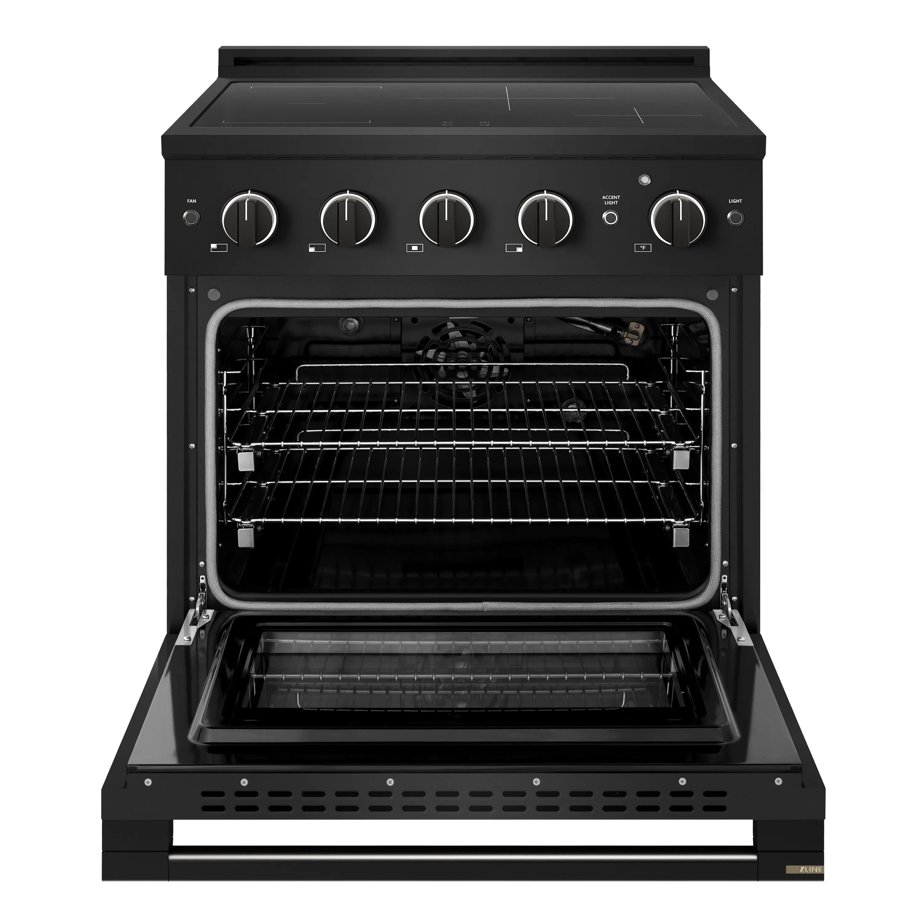 ZLINE 30-Inch 4.2 cu. ft. Marino Induction Range with 4 Element Cooktop and Electric Convection Oven in Black Stainless Steel (MINRB-30)