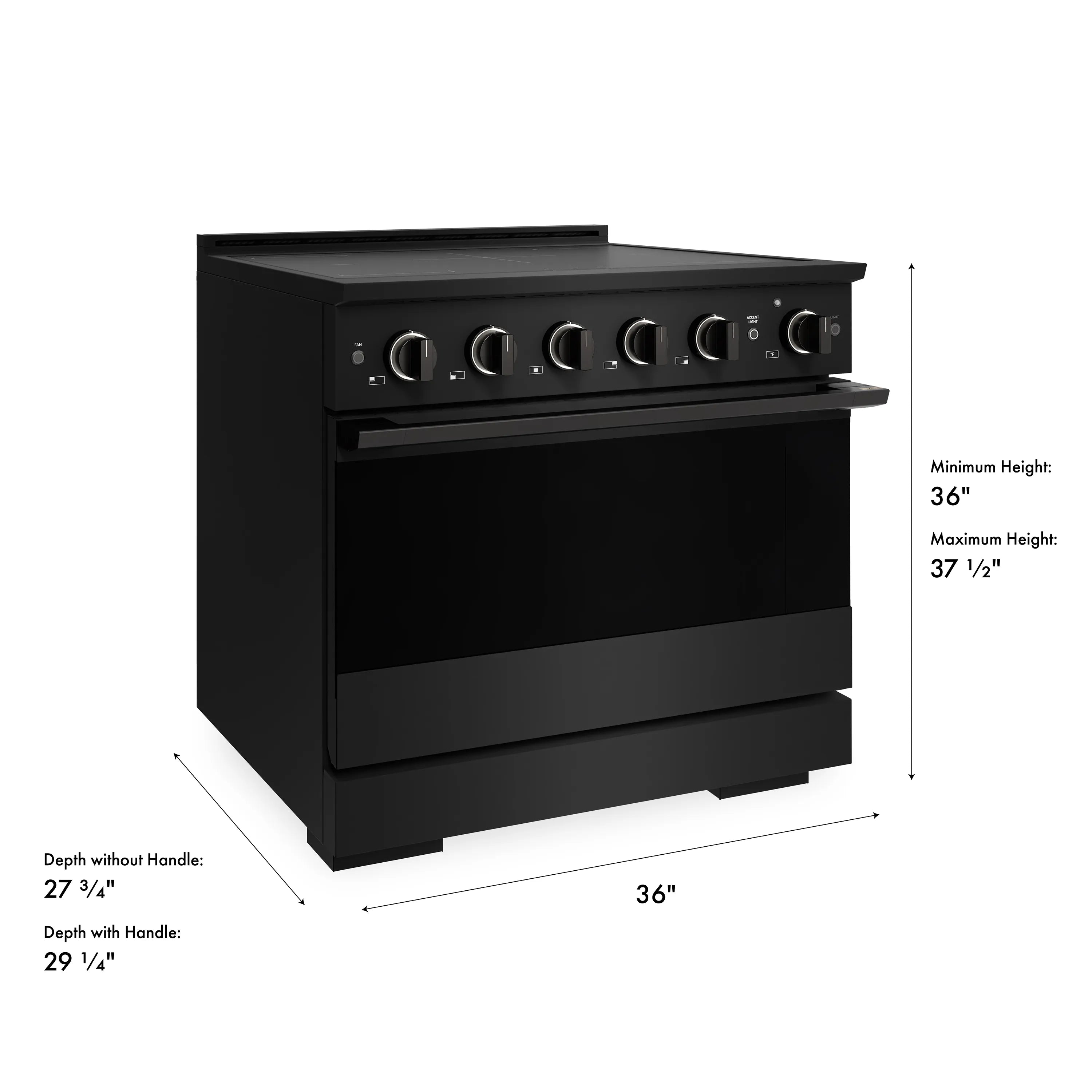 ZLINE 36-Inch 5.2 cu. ft. Marino Induction Range with 5 Element Cooktop and Electric Convection Oven in Black Stainless Steel (MINRB-36)