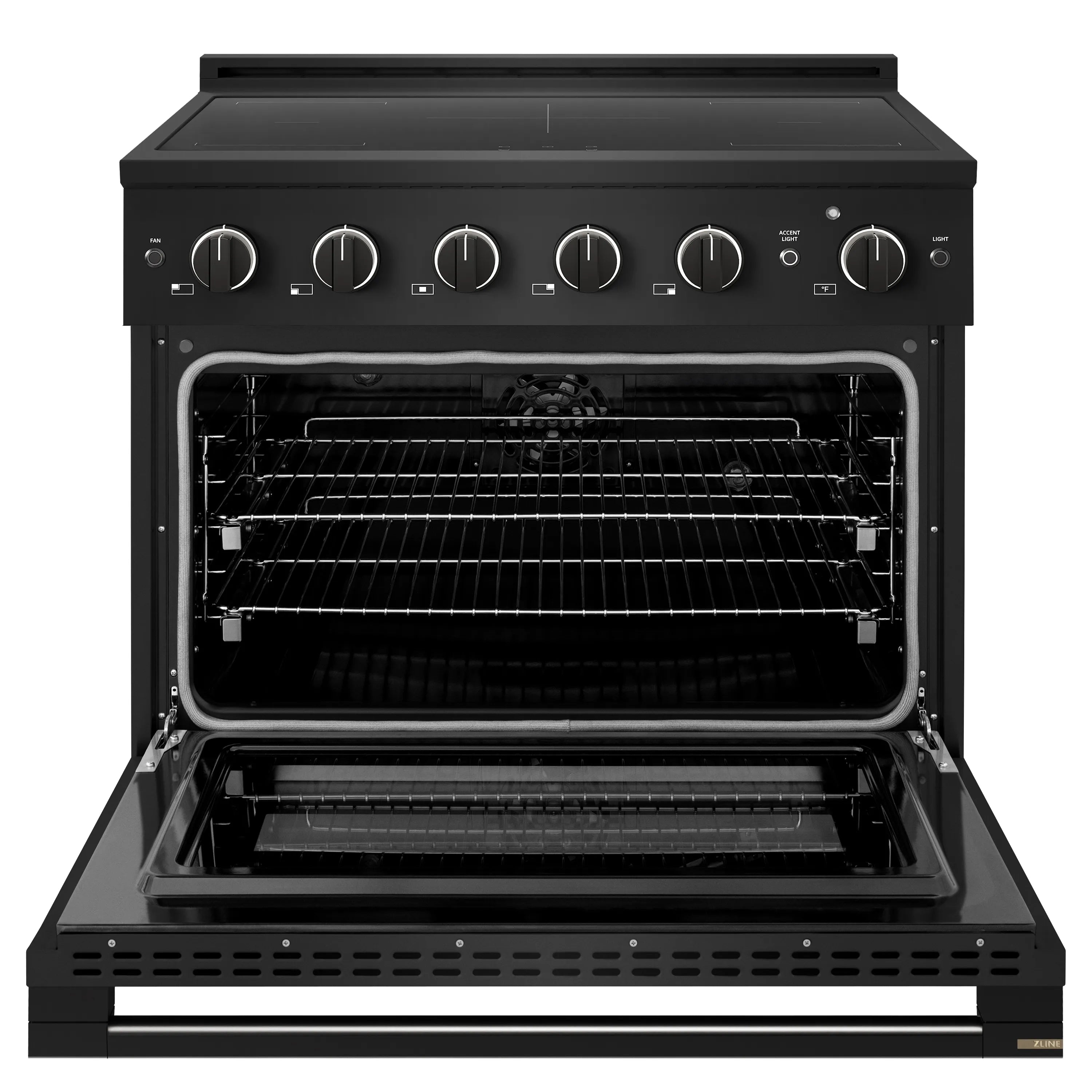 ZLINE 36-Inch 5.2 cu. ft. Marino Induction Range with 5 Element Cooktop and Electric Convection Oven in Black Stainless Steel (MINRB-36)