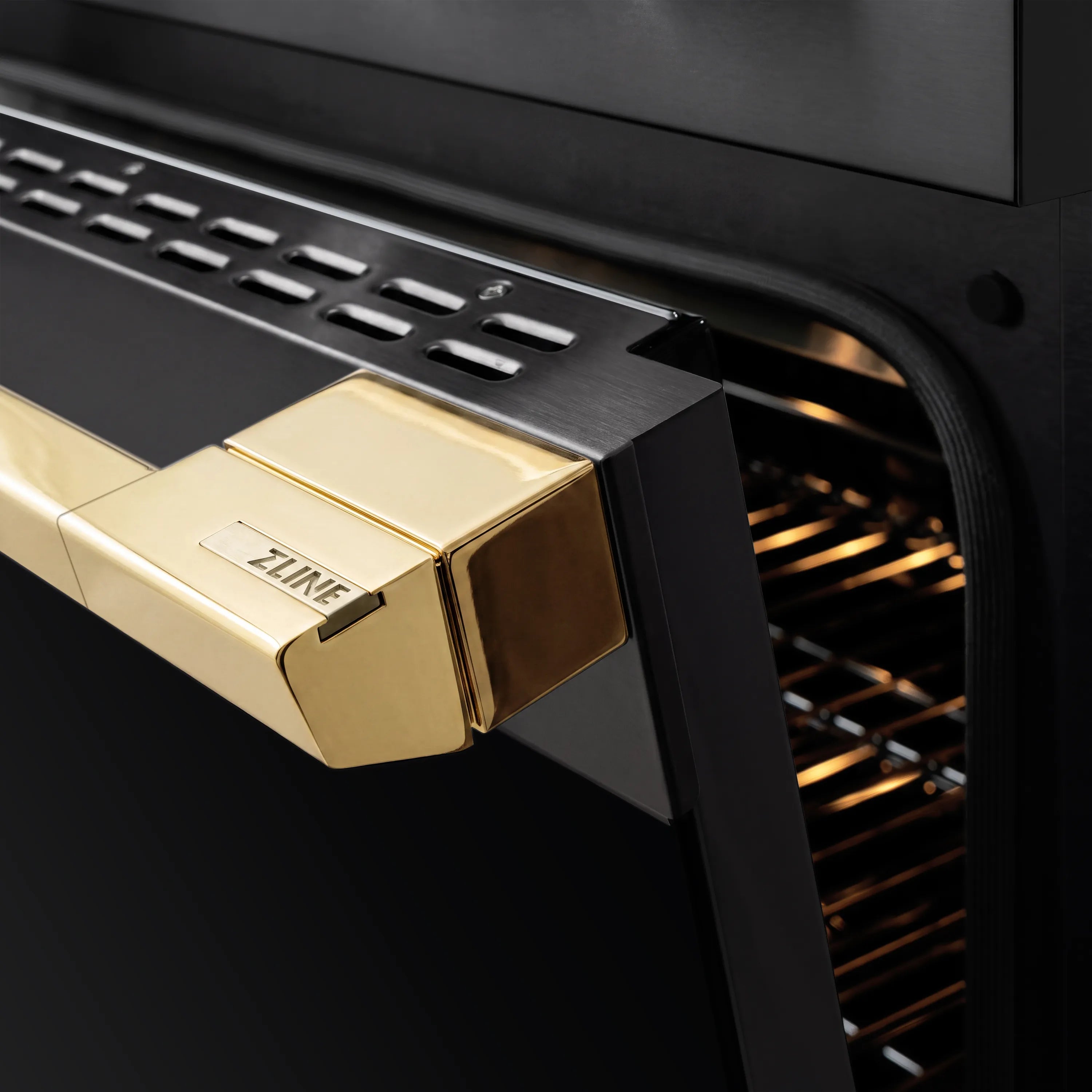 ZLINE Autograph Edition 24-Inch 3.2 cu. ft. Marino Induction Range with 3 Element Cooktop and Electric Convection Oven in Black Stainless Steel with Polished Gold Accents (MINRBZ-24-G)