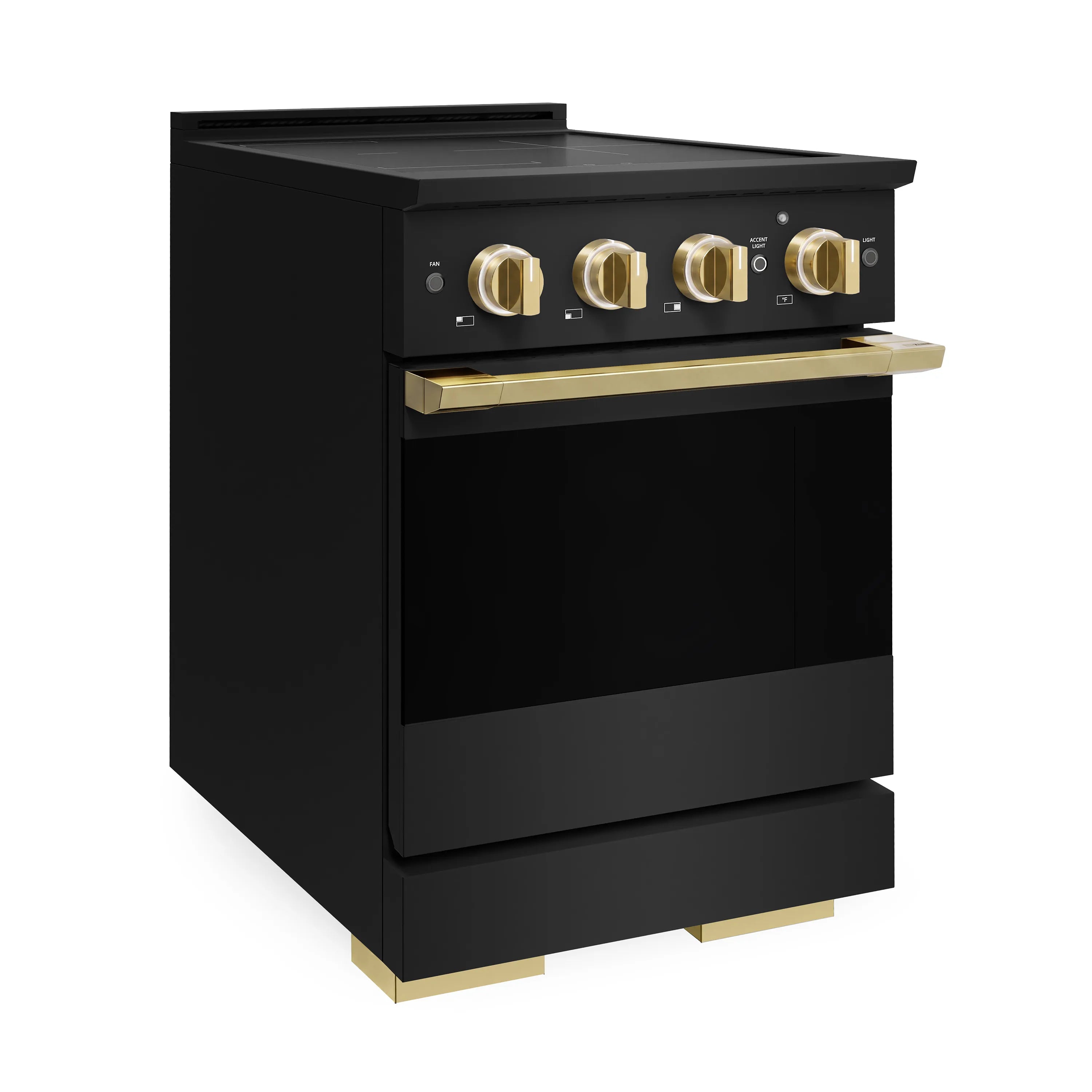 ZLINE Autograph Edition 24-Inch 3.2 cu. ft. Marino Induction Range with 3 Element Cooktop and Electric Convection Oven in Black Stainless Steel with Polished Gold Accents (MINRBZ-24-G)