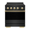 ZLINE Autograph Edition 30-Inch 4.2 cu. ft. Marino Induction Range with 4 Element Cooktop and Electric Convection Oven in Black Stainless Steel with Polished Gold Accents (MINRBZ-30-G)