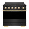 ZLINE Autograph Edition 36-Inch 5.2 cu. ft. Marino Induction Range with 5 Element Cooktop and Electric Convection Oven in Black Stainless Steel with Polished Gold Accents (MINRBZ-36-G)