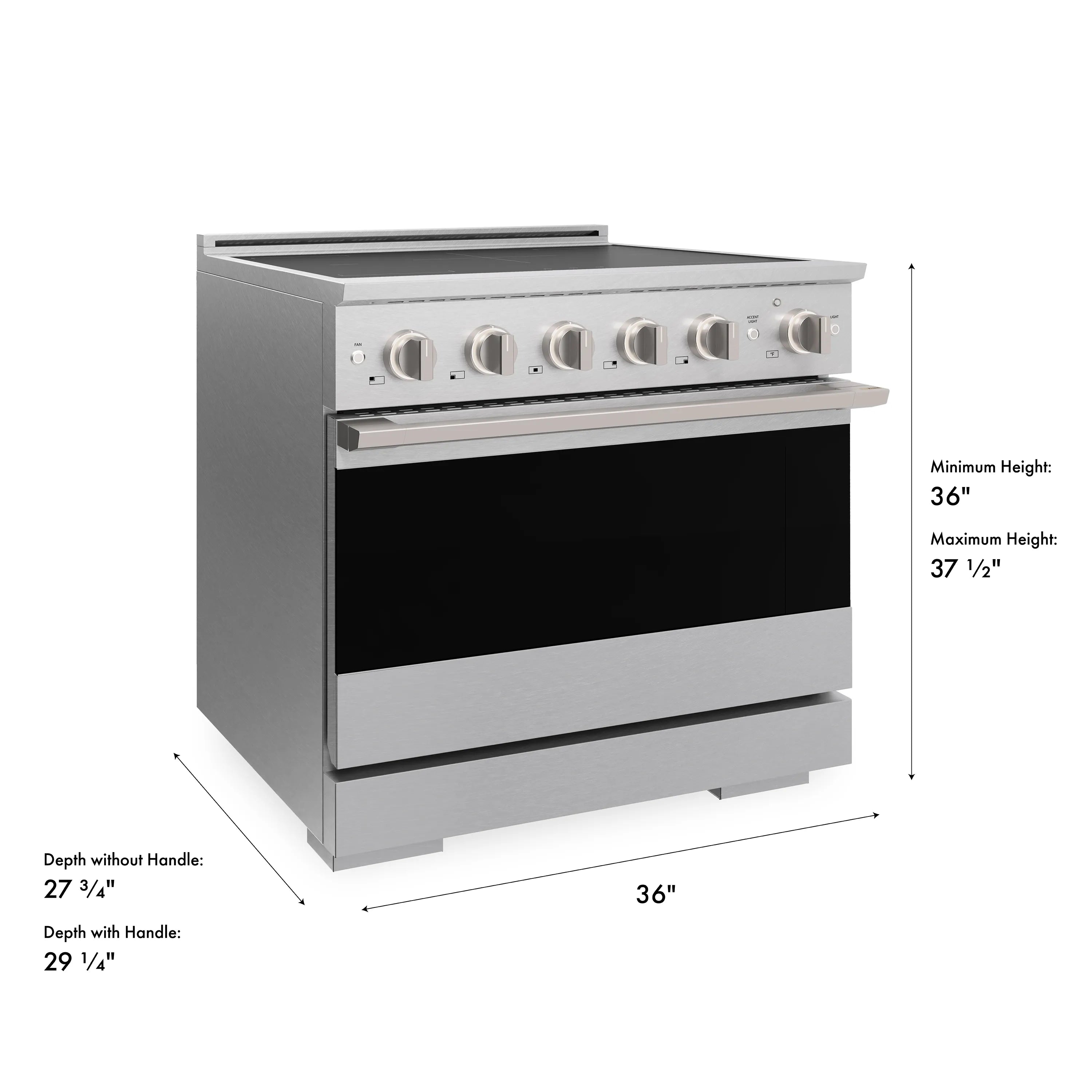 ZLINE 36-Inch 5.2 cu. ft. Marino Induction Range with 5 Element Cooktop and Electric Convection Oven in Satin Stainless Steel (MINRS-36)