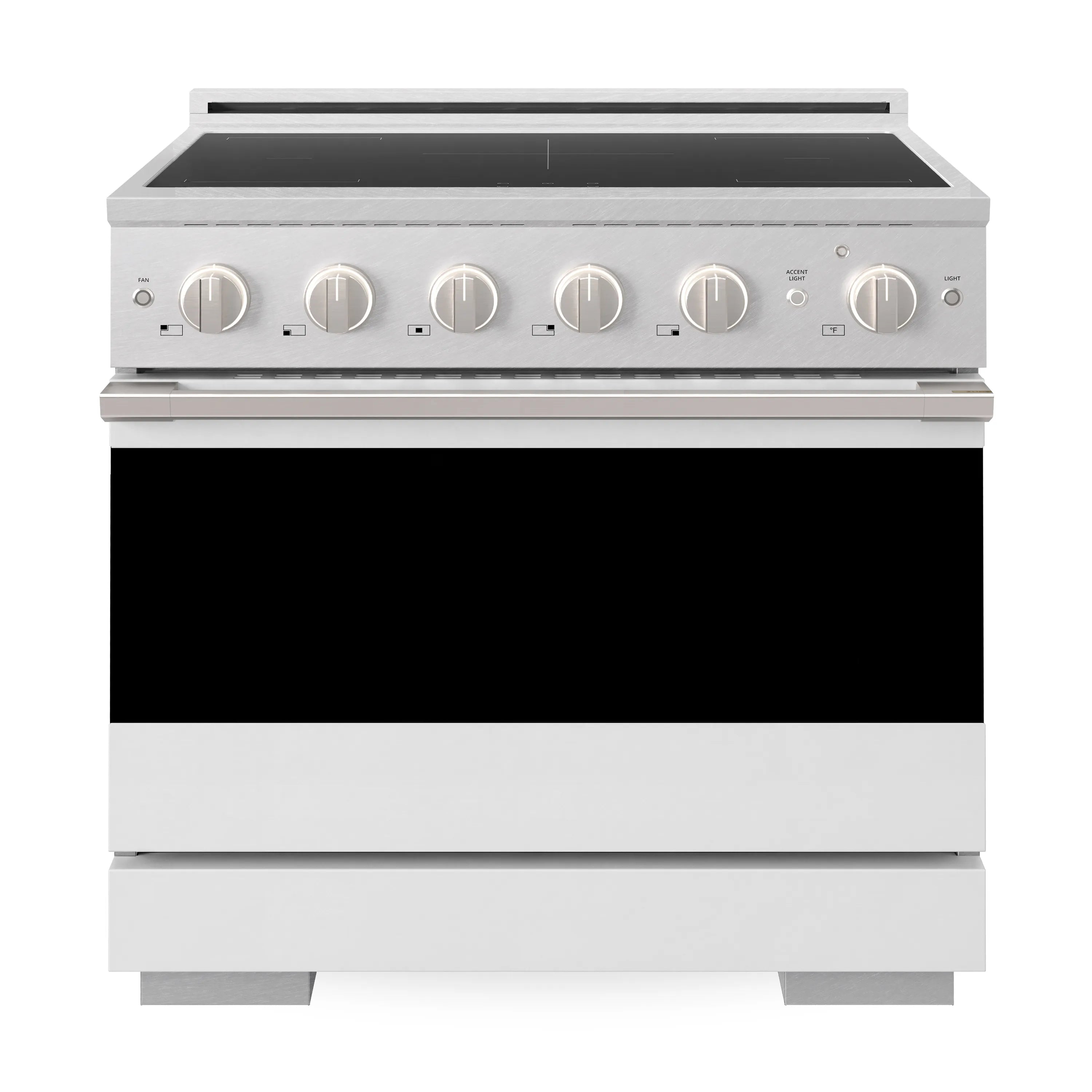 ZLINE 36-Inch 5.2 cu. ft. Marino Induction Range with 5 Element Cooktop and Electric Convection Oven in Satin Stainless Steel with White Matte Door (MINRS-WM-36)