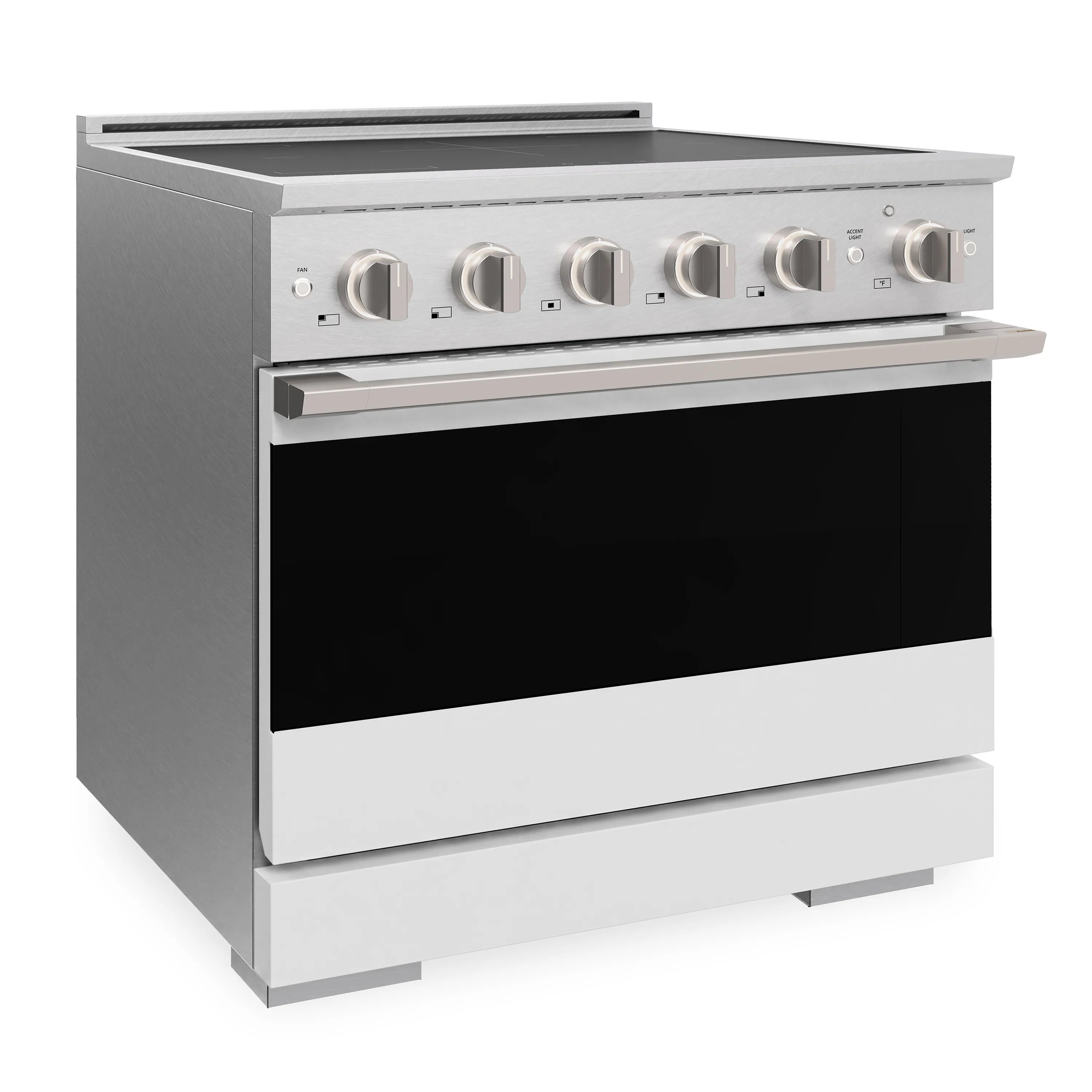 ZLINE 36-Inch 5.2 cu. ft. Marino Induction Range with 5 Element Cooktop and Electric Convection Oven in Satin Stainless Steel with White Matte Door (MINRS-WM-36)
