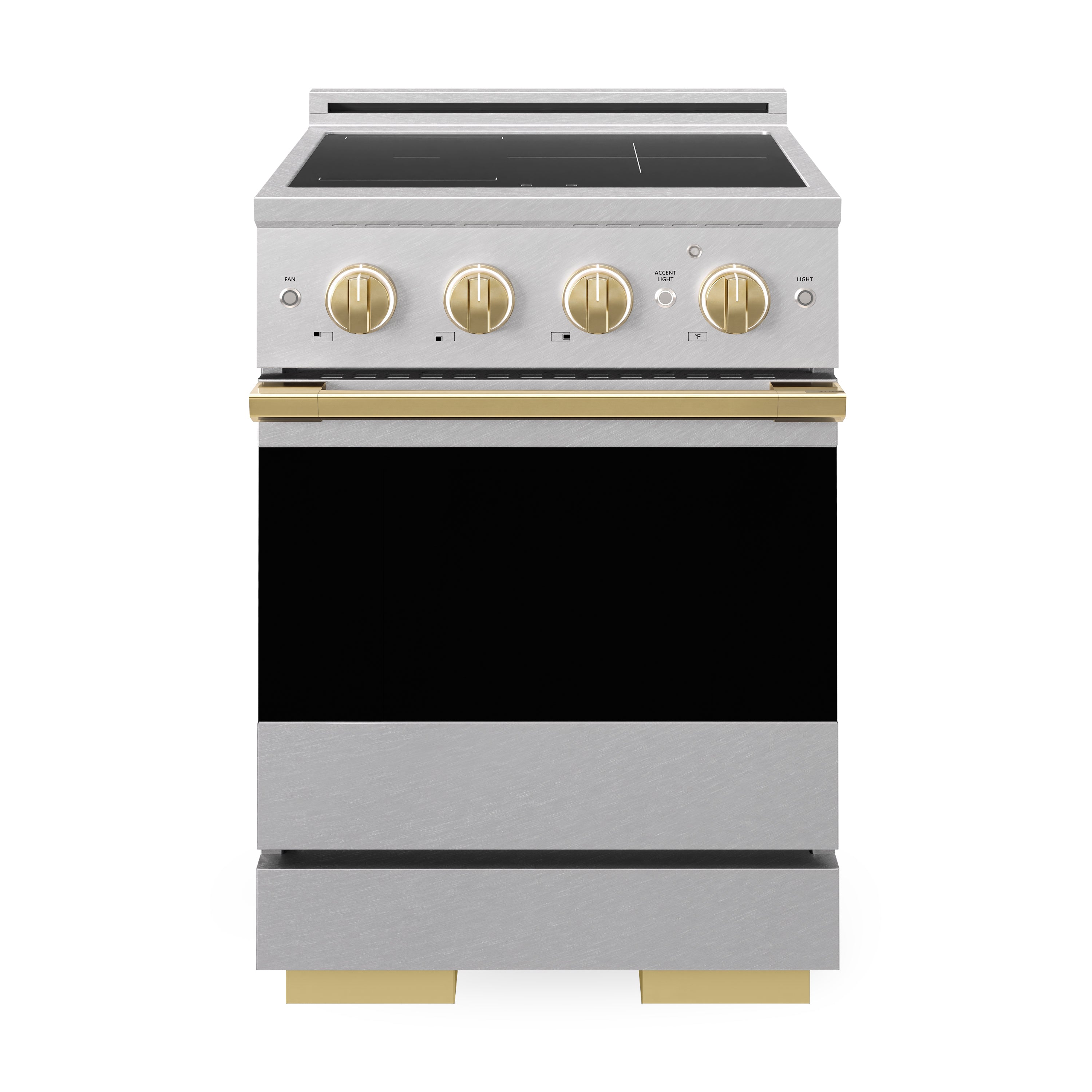 ZLINE Autograph Edition 24-Inch 3.2 cu. ft. Marino Induction Range with 3 Element Cooktop and Electric Convection Oven in Satin Stainless Steel with Polished Gold Accents (MINRSZ-24-G)
