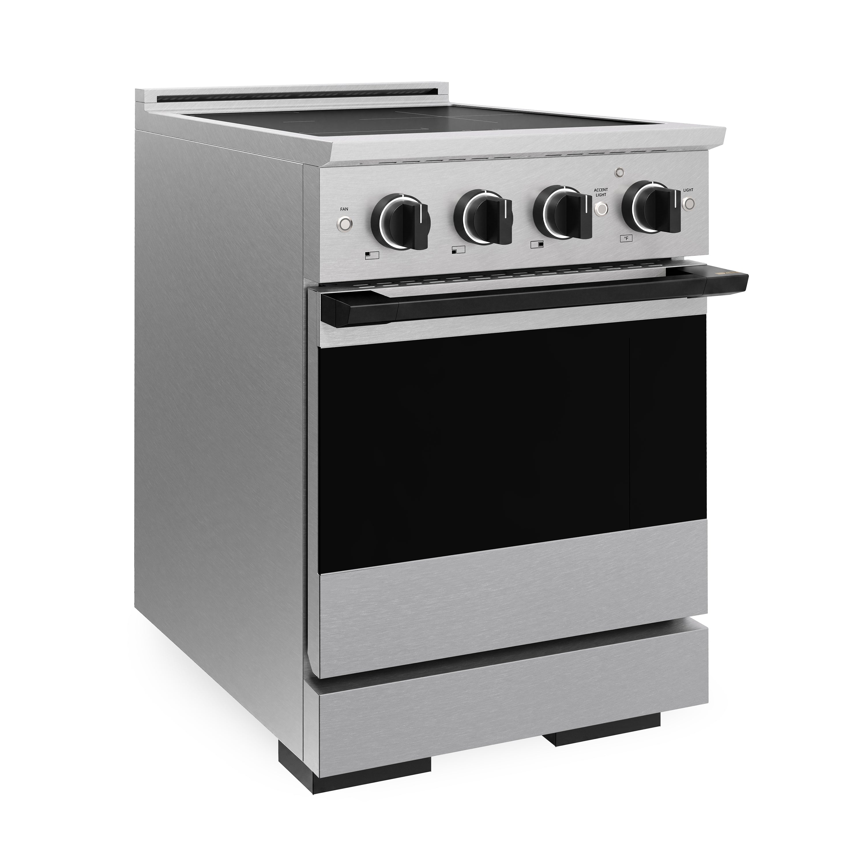 ZLINE Autograph Edition 24-Inch 3.2 cu. ft. Marino Induction Range with 3 Element Cooktop and Electric Convection Oven in Satin Stainless Steel with Matte Black Accents (MINRSZ-24-MB)