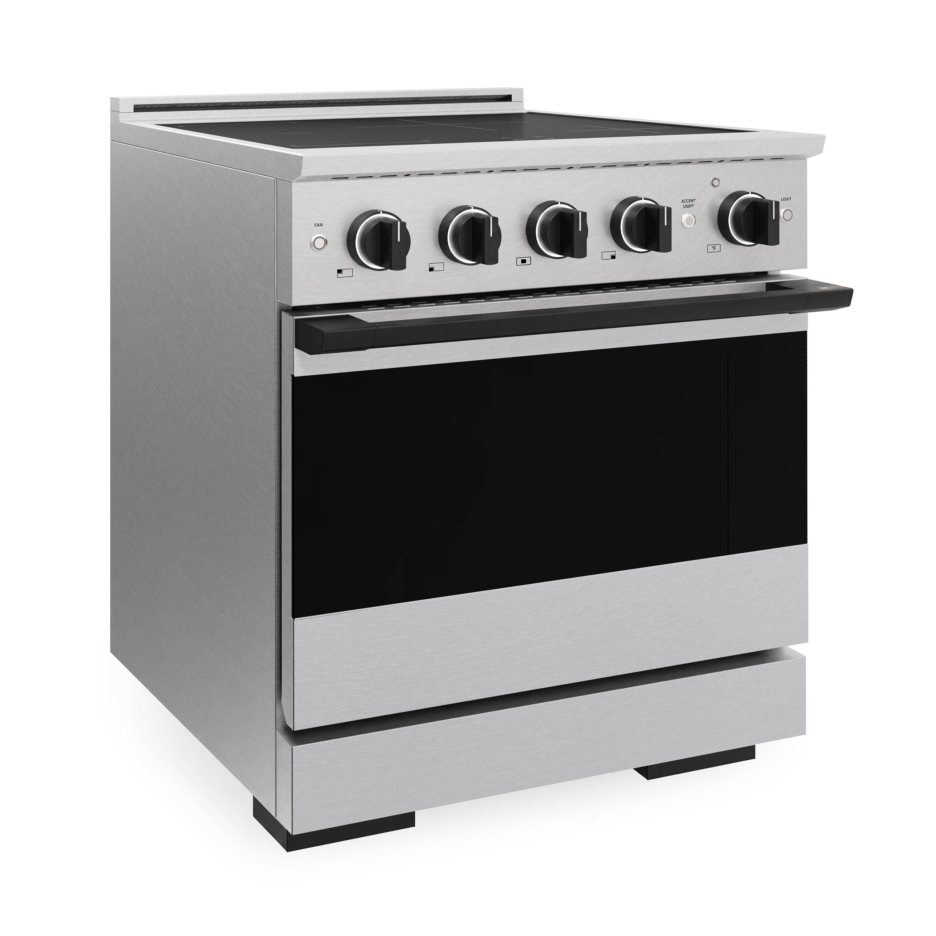 ZLINE Autograph Edition 30-Inch 4.2 cu. ft. Marino Induction Range with 4 Element Cooktop and Electric Convection Oven in Satin Stainless Steel with Matte Black Accents (MINRSZ-30-MB)