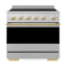 ZLINE Autograph Edition 36-Inch 5.2 cu. ft. Marino Induction Range with 5 Element Cooktop and Electric Convection Oven in Satin Stainless Steel with Polished Gold Accents (MINRSZ-36-G)