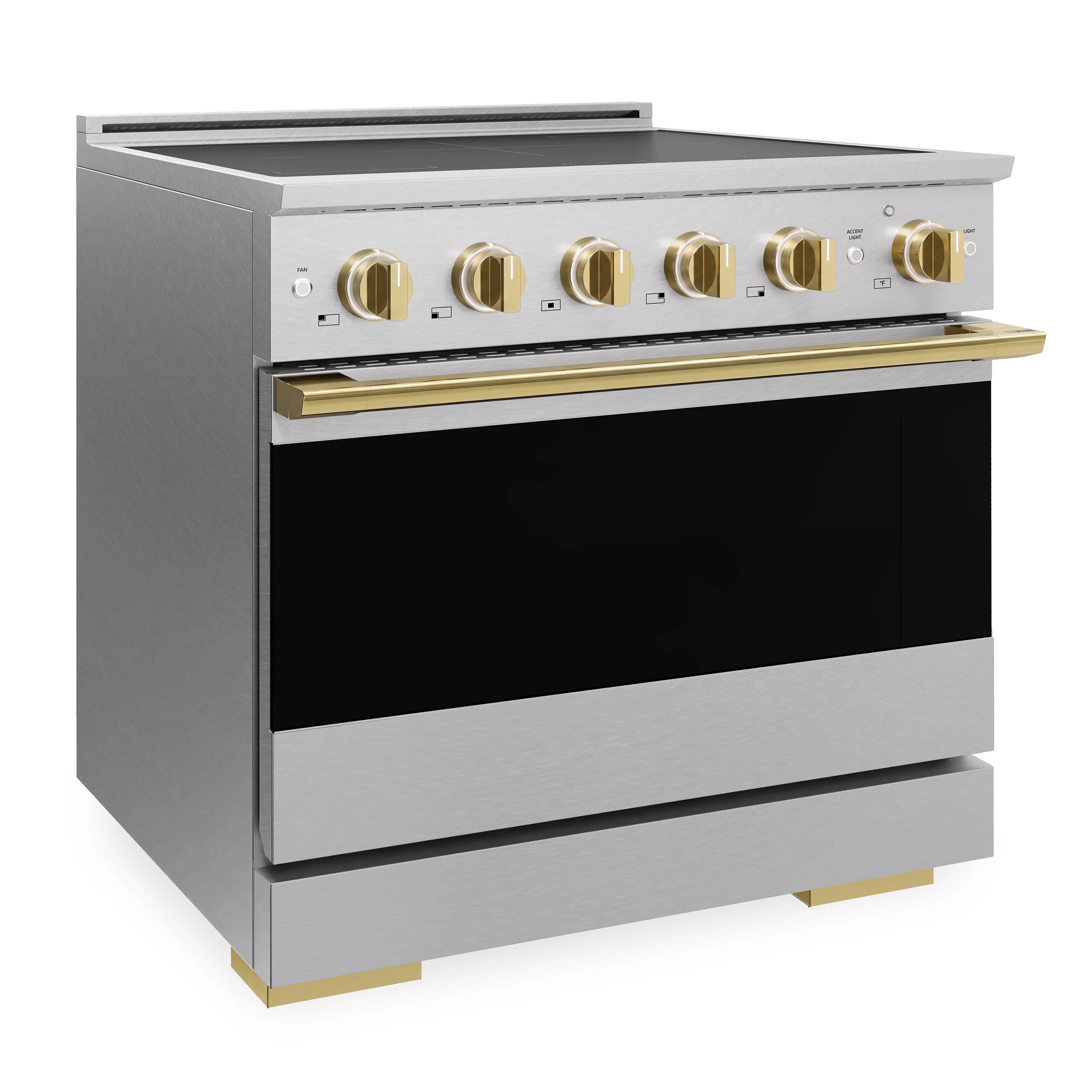 ZLINE Autograph Edition 36-Inch 5.2 cu. ft. Marino Induction Range with 5 Element Cooktop and Electric Convection Oven in Satin Stainless Steel with Polished Gold Accents (MINRSZ-36-G)