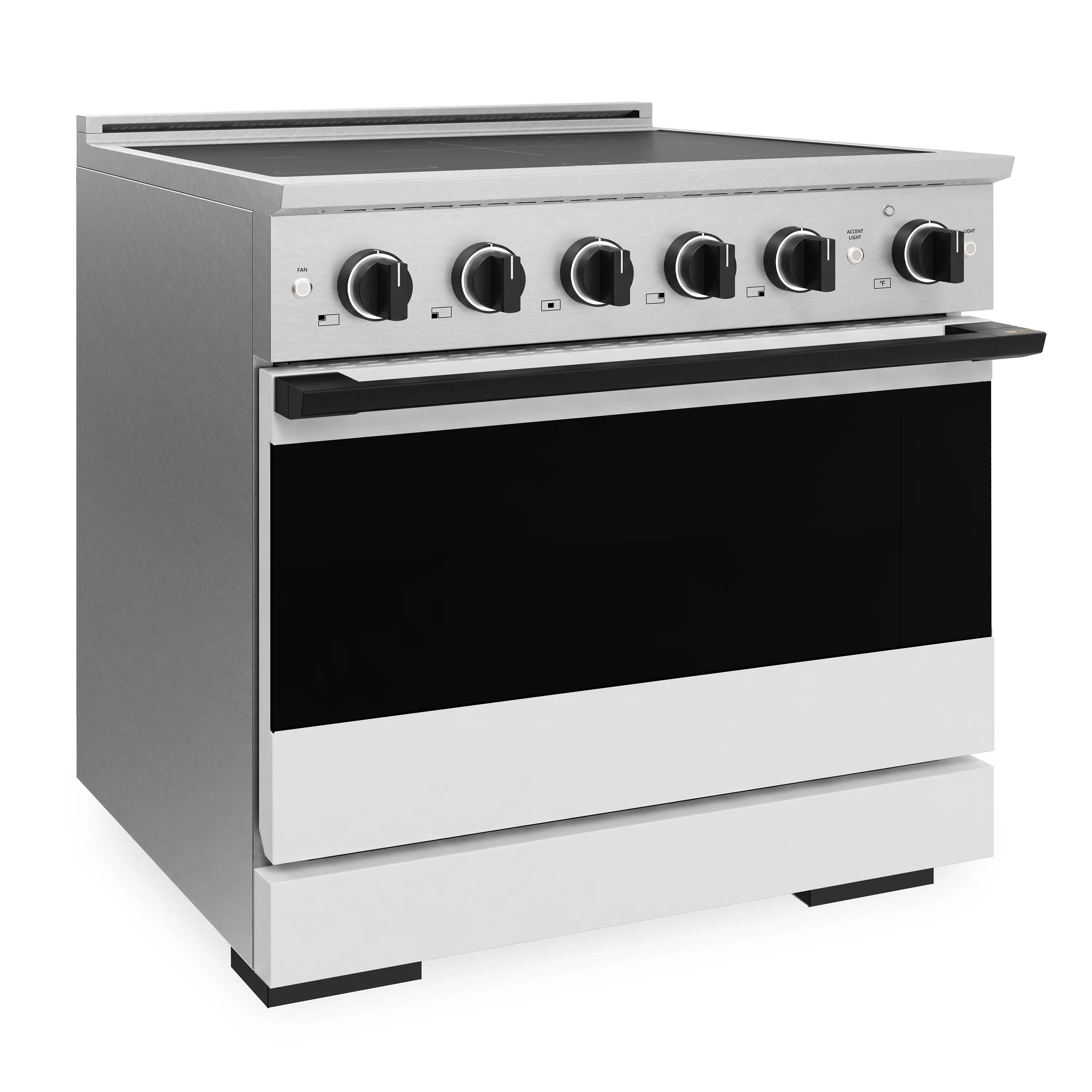 ZLINE Autograph Edition 36-Inch 5.2 cu. ft. Marino Induction Range with 5 Element Cooktop and Electric Convection Oven in Satin Stainless Steel with White Matte Door and Matte Black Accents (MINRSZ-WM-36-MB)
