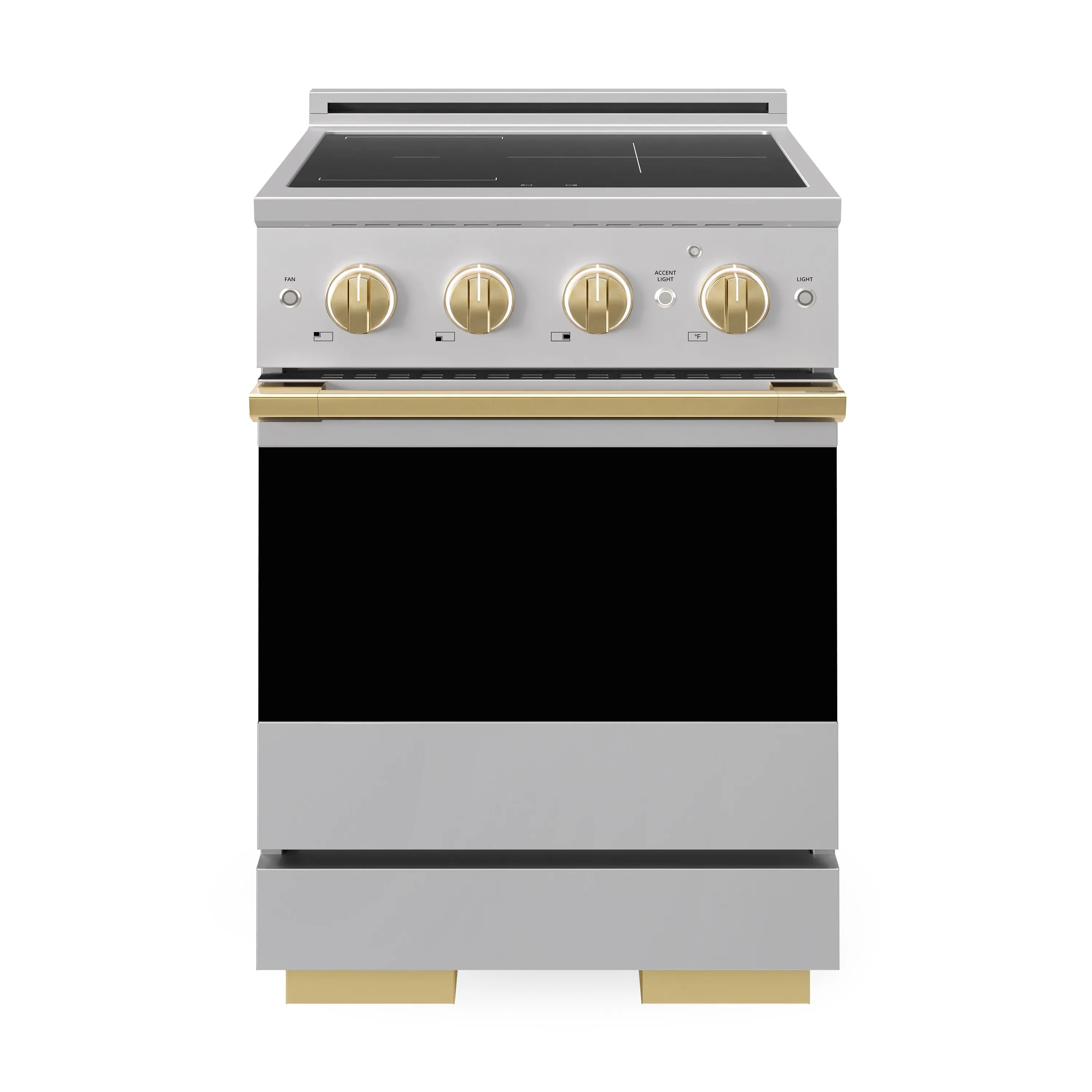 ZLINE Autograph Edition 24-Inch 3.2 cu. ft. Marino Induction Range with 3 Element Cooktop and Electric Convection Oven in Stainless Steel with Polished Gold Accents (MINRZ-24-G)