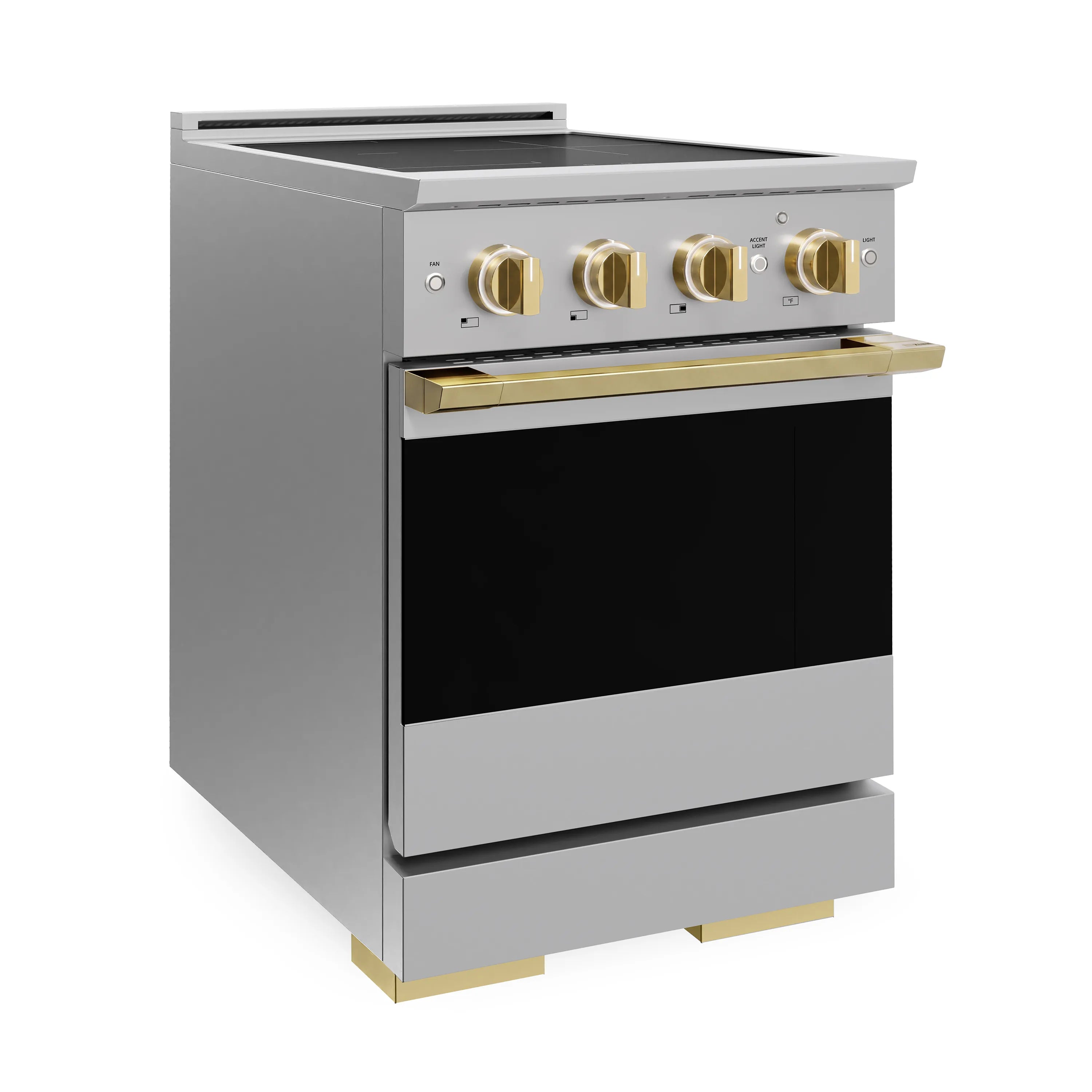 ZLINE Autograph Edition 24-Inch 3.2 cu. ft. Marino Induction Range with 3 Element Cooktop and Electric Convection Oven in Stainless Steel with Polished Gold Accents (MINRZ-24-G)