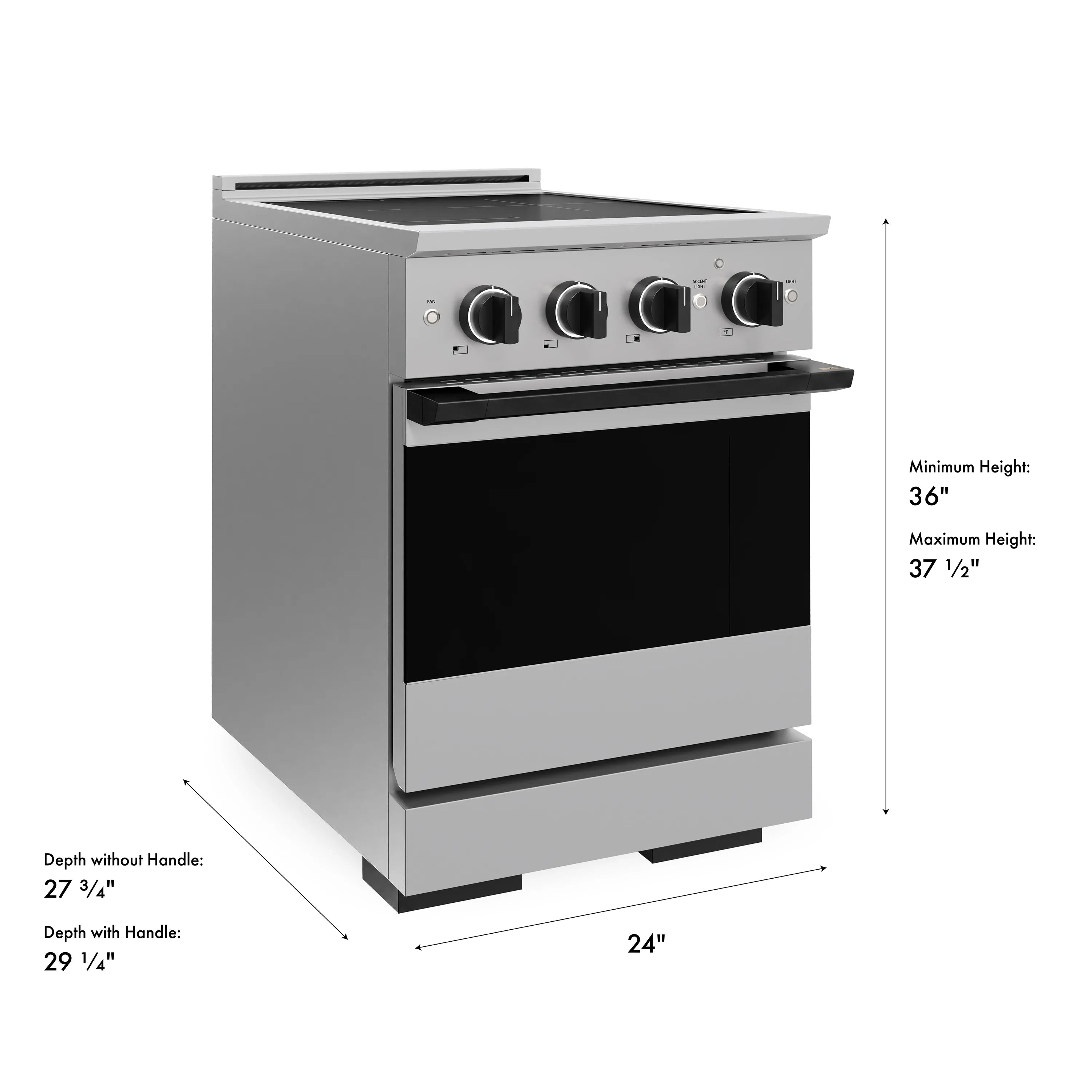 ZLINE Autograph Edition 24-Inch 3.2 cu. ft. Marino Induction Range with 3 Element Cooktop and Electric Convection Oven in Stainless Steel with Matte Black Accents (MINRZ-24-MB)