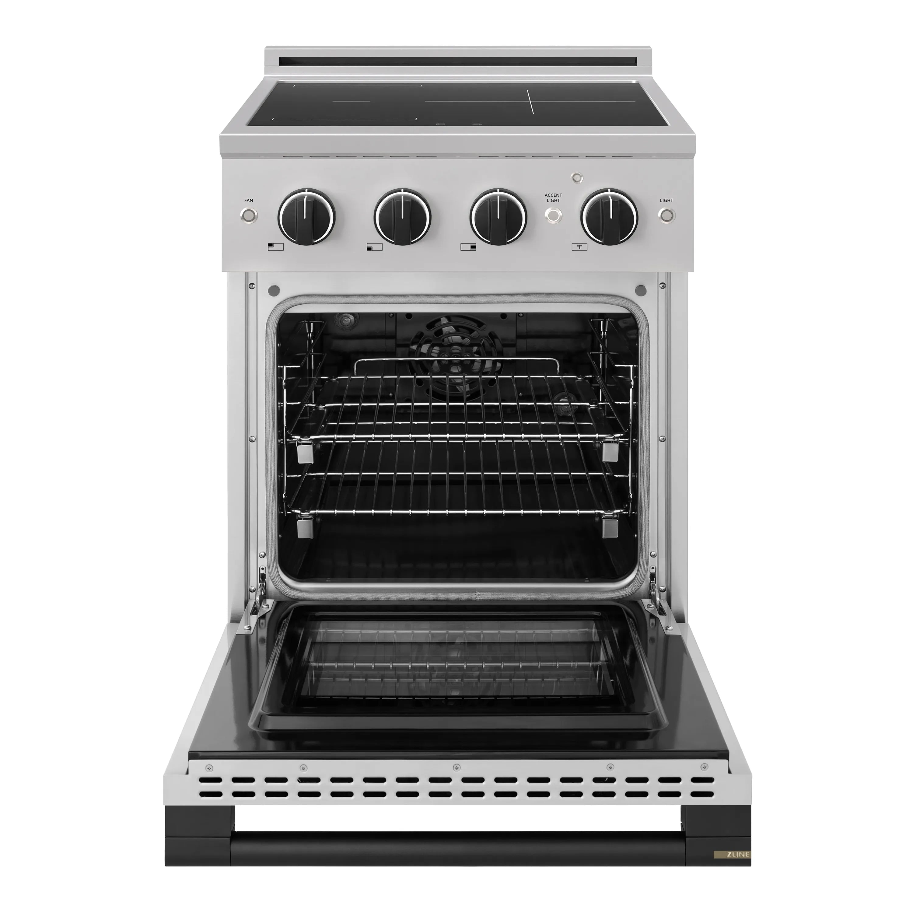 ZLINE Autograph Edition 24-Inch 3.2 cu. ft. Marino Induction Range with 3 Element Cooktop and Electric Convection Oven in Stainless Steel with Matte Black Accents (MINRZ-24-MB)