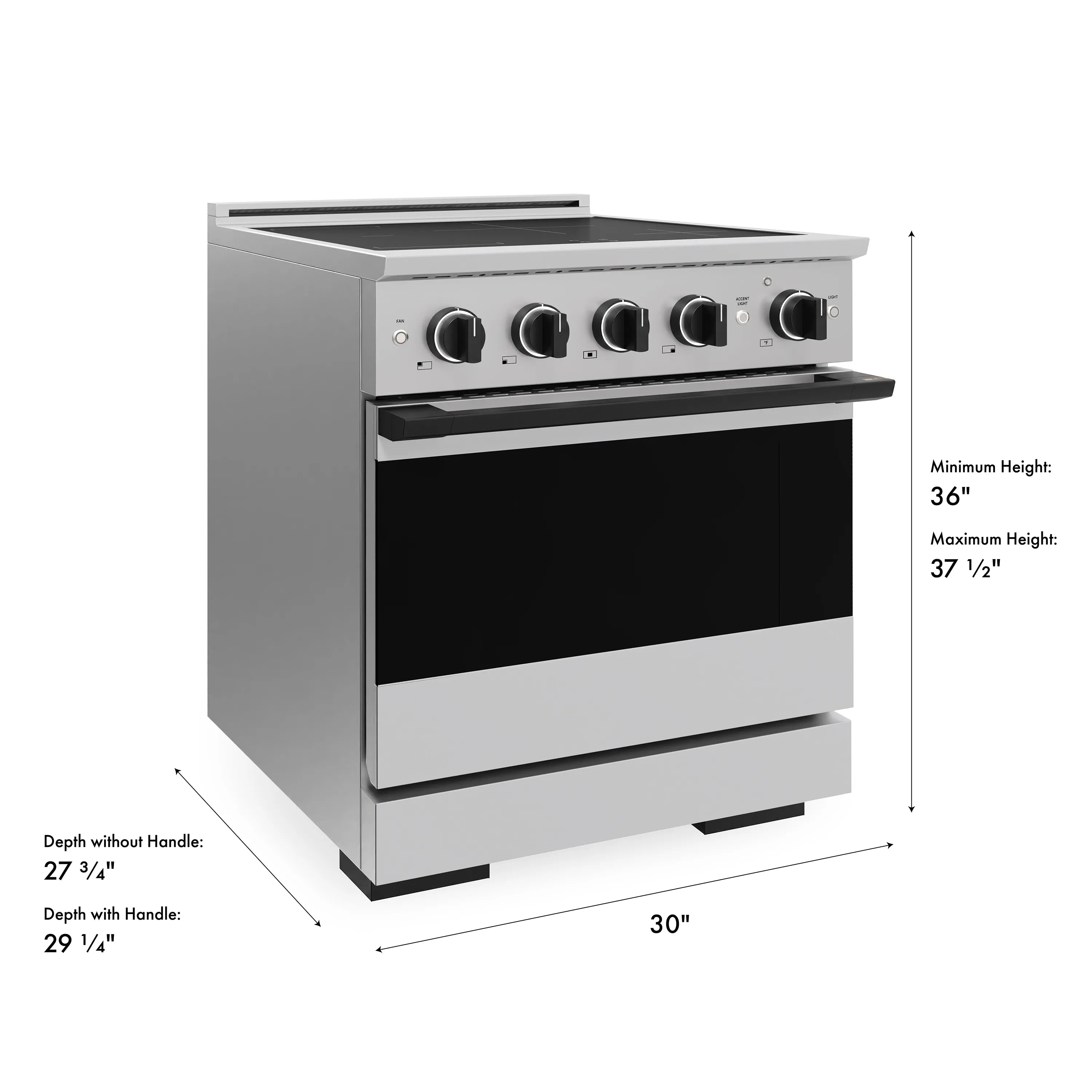 ZLINE Autograph Edition 30-Inch 4.2 cu. ft. Marino Induction Range with 4 Element Cooktop and Electric Convection Oven in Stainless Steel with Matte Black Accents (MINRZ-30-MB)