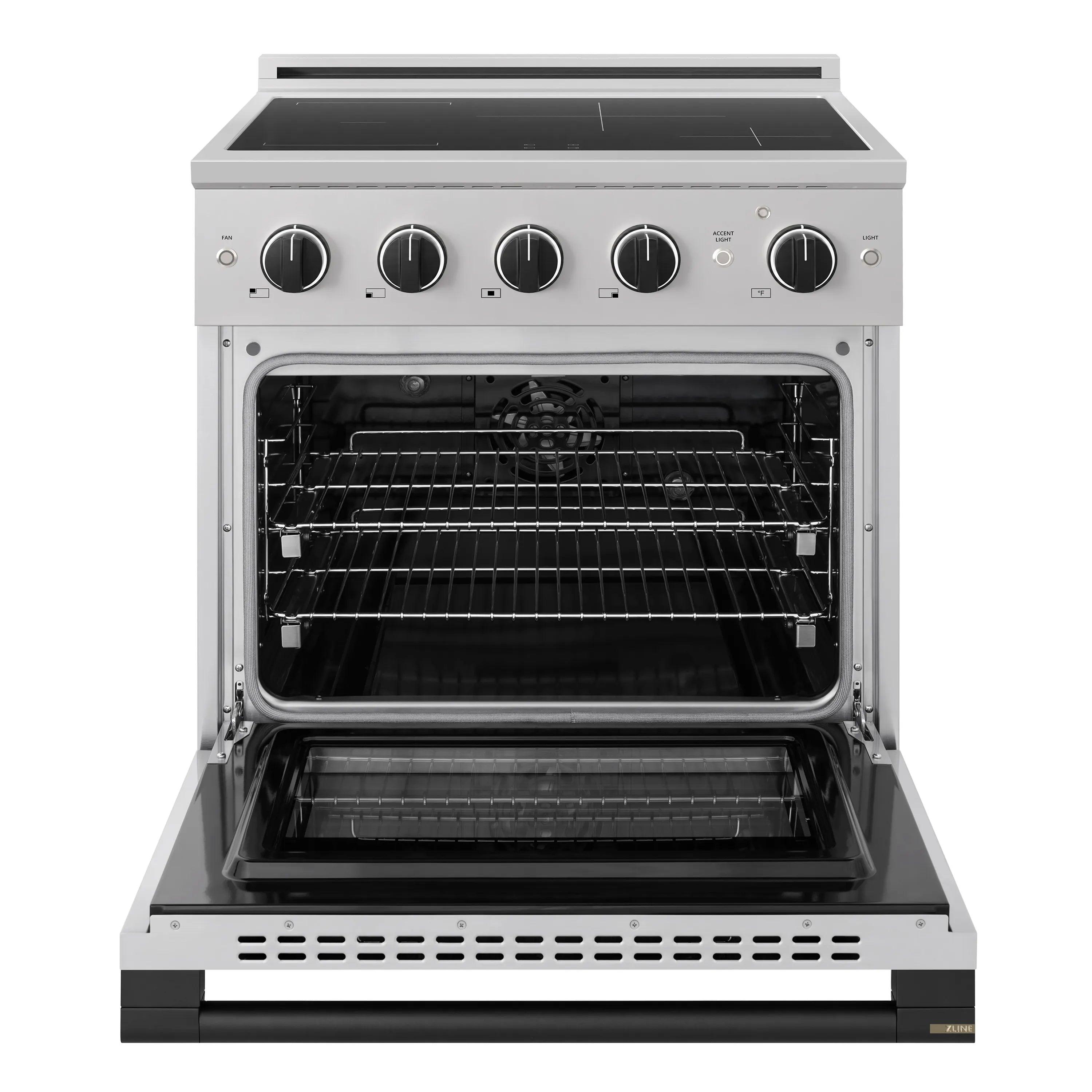 ZLINE Autograph Edition 30-Inch 4.2 cu. ft. Marino Induction Range with 4 Element Cooktop and Electric Convection Oven in Stainless Steel with Matte Black Accents (MINRZ-30-MB)