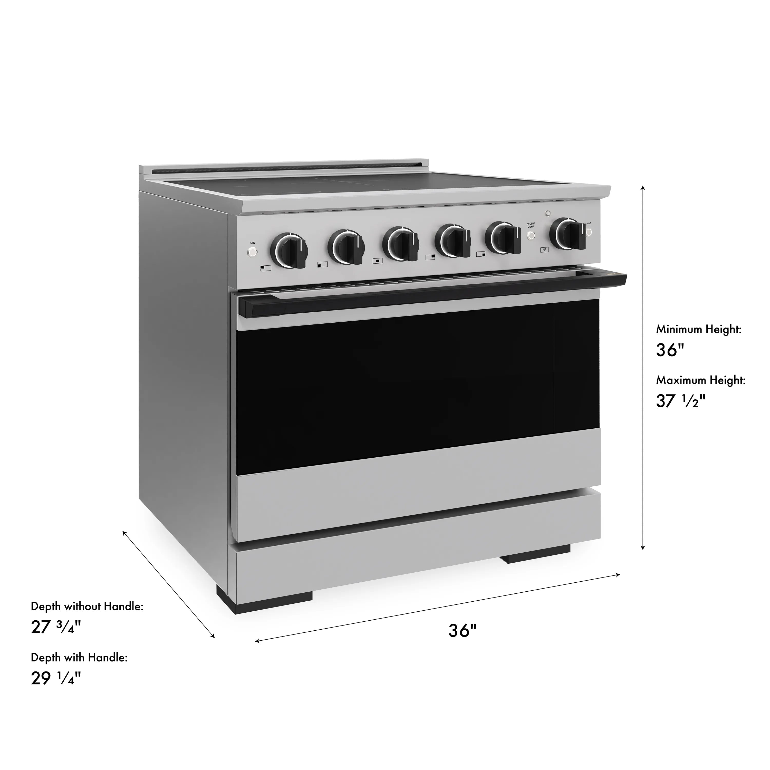 ZLINE Autograph Edition 36-Inch 5.2 cu. ft. Marino Induction Range with 5 Element Cooktop and Electric Convection Oven in Stainless Steel with Matte Black Accents (MINRZ-36-MB)