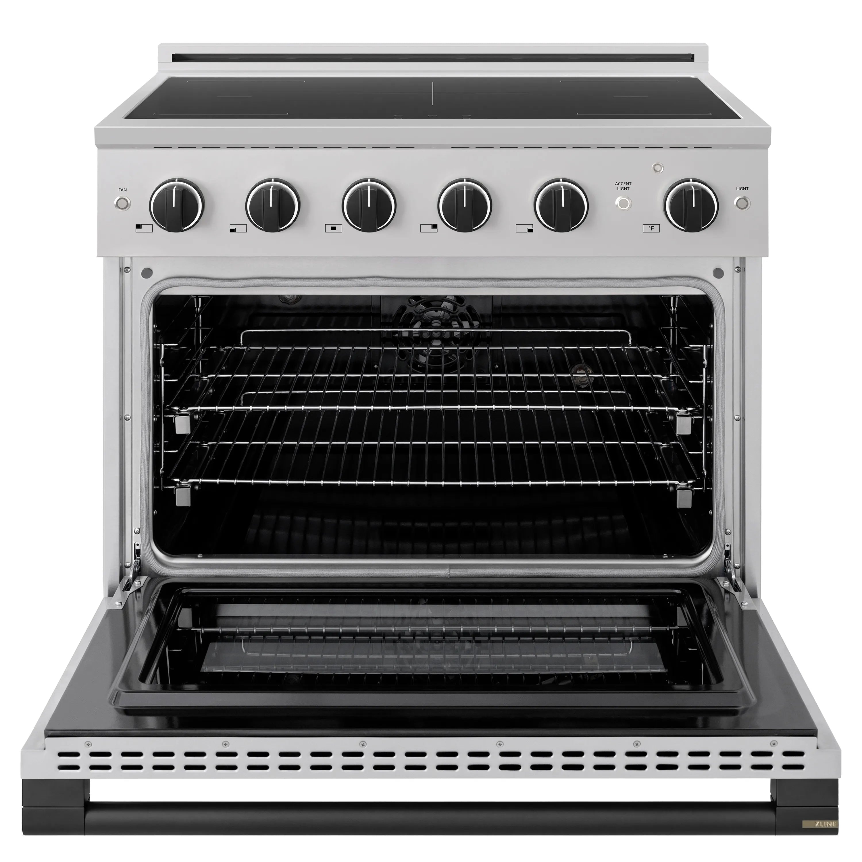 ZLINE Autograph Edition 36-Inch 5.2 cu. ft. Marino Induction Range with 5 Element Cooktop and Electric Convection Oven in Stainless Steel with Matte Black Accents (MINRZ-36-MB)