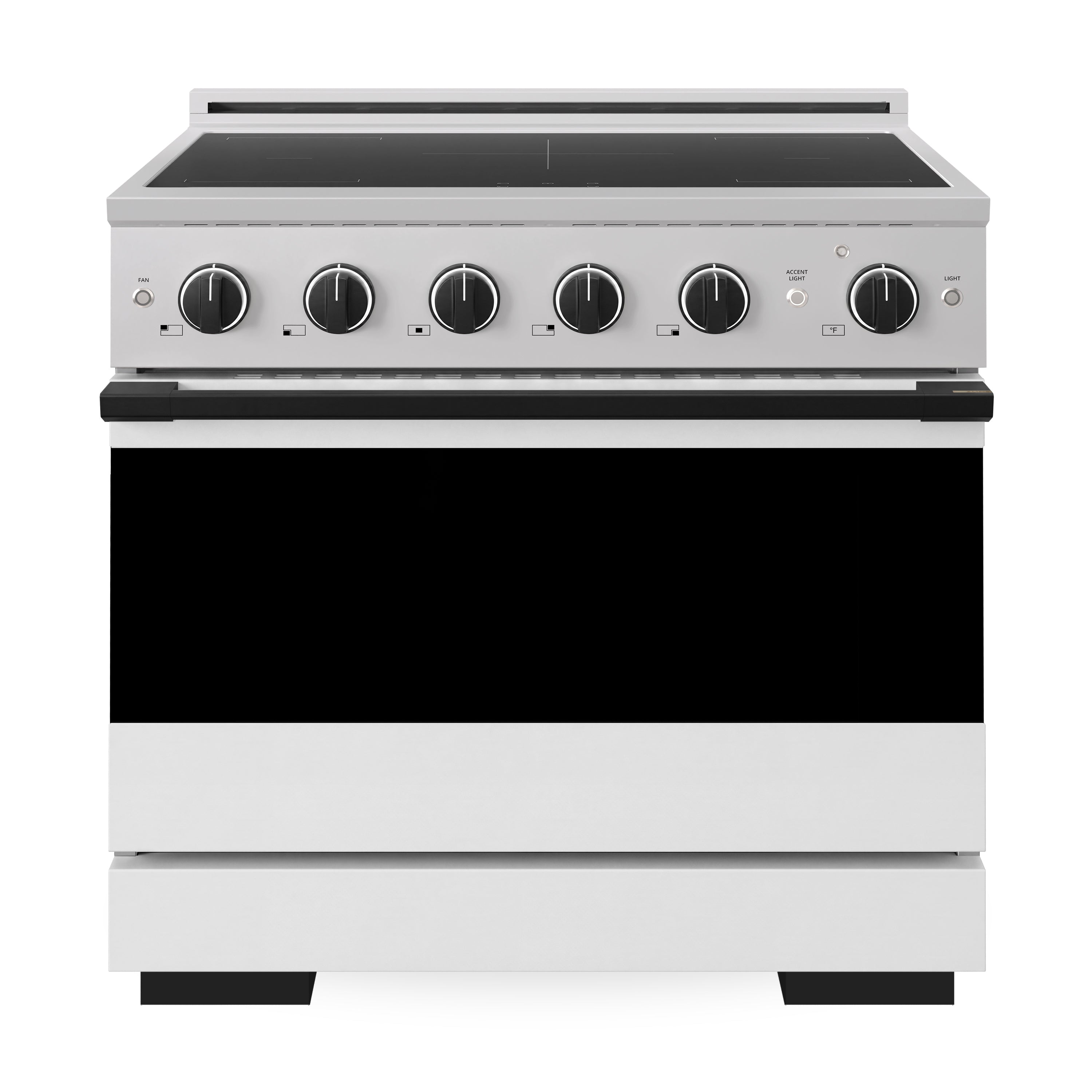ZLINE Autograph Edition 36-Inch 5.2 cu. ft. Marino Induction Range with 5 Element Cooktop and Electric Convection Oven in Stainless Steel with White Matte Door and Matte Black Accents (MINRZ-WM-36-MB)