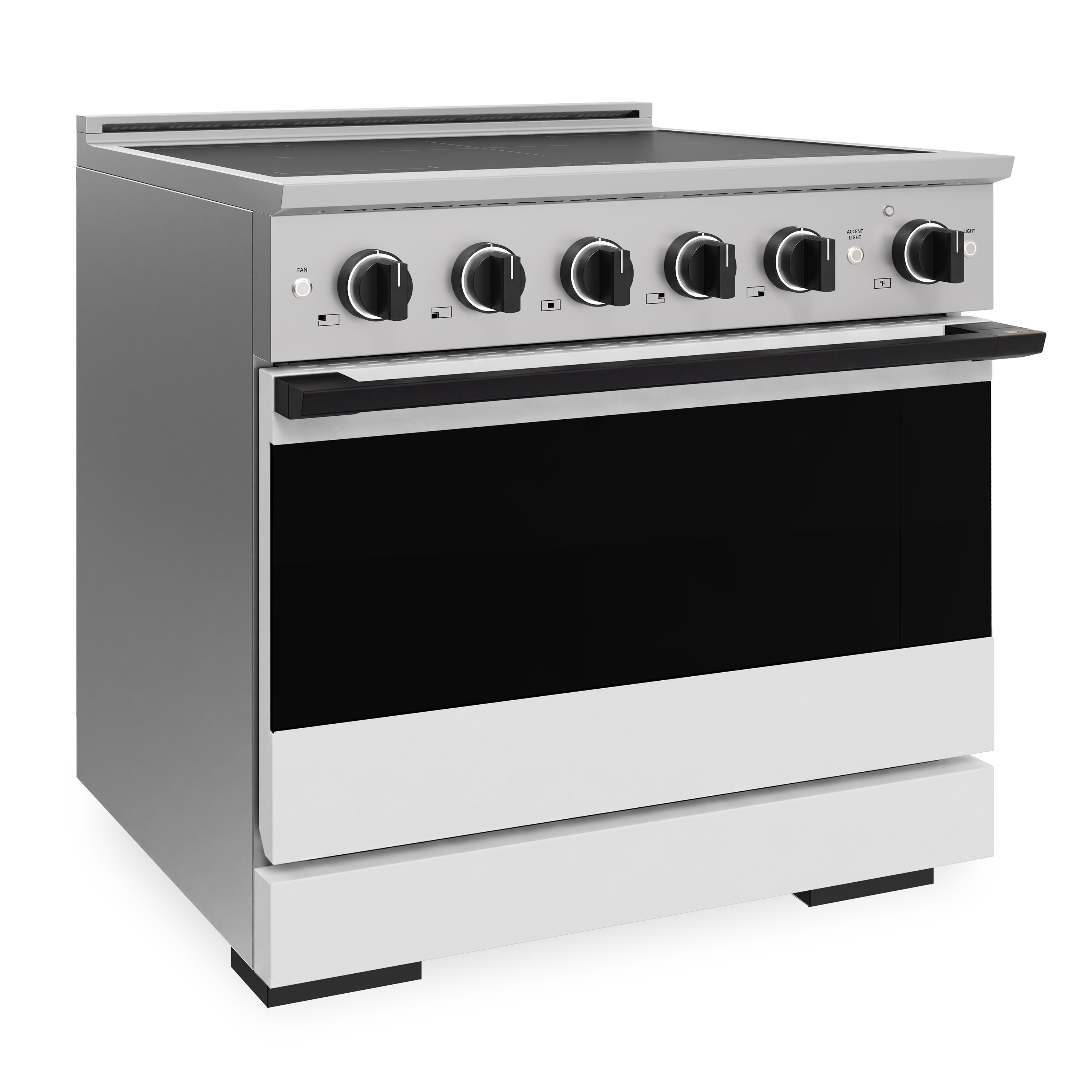 ZLINE Autograph Edition 36-Inch 5.2 cu. ft. Marino Induction Range with 5 Element Cooktop and Electric Convection Oven in Stainless Steel with White Matte Door and Matte Black Accents (MINRZ-WM-36-MB)