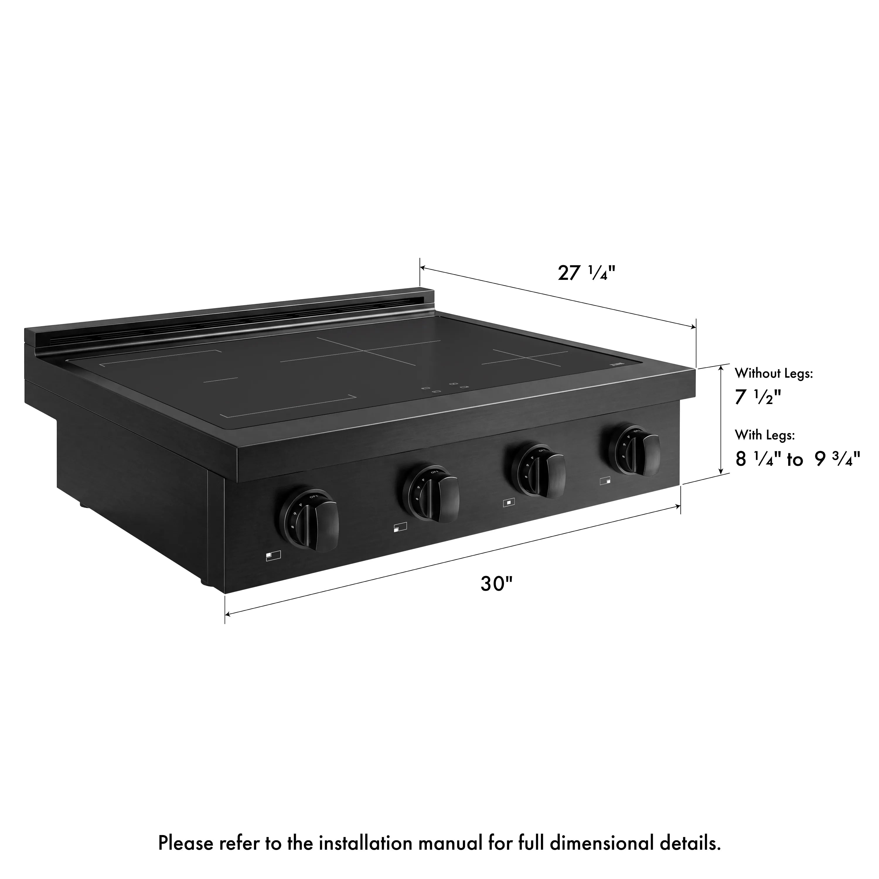 ZLINE 30-Inch Paramount Induction Rangetop with 4 Element Cooktop in Black Stainless Steel (SINRTB-30)
