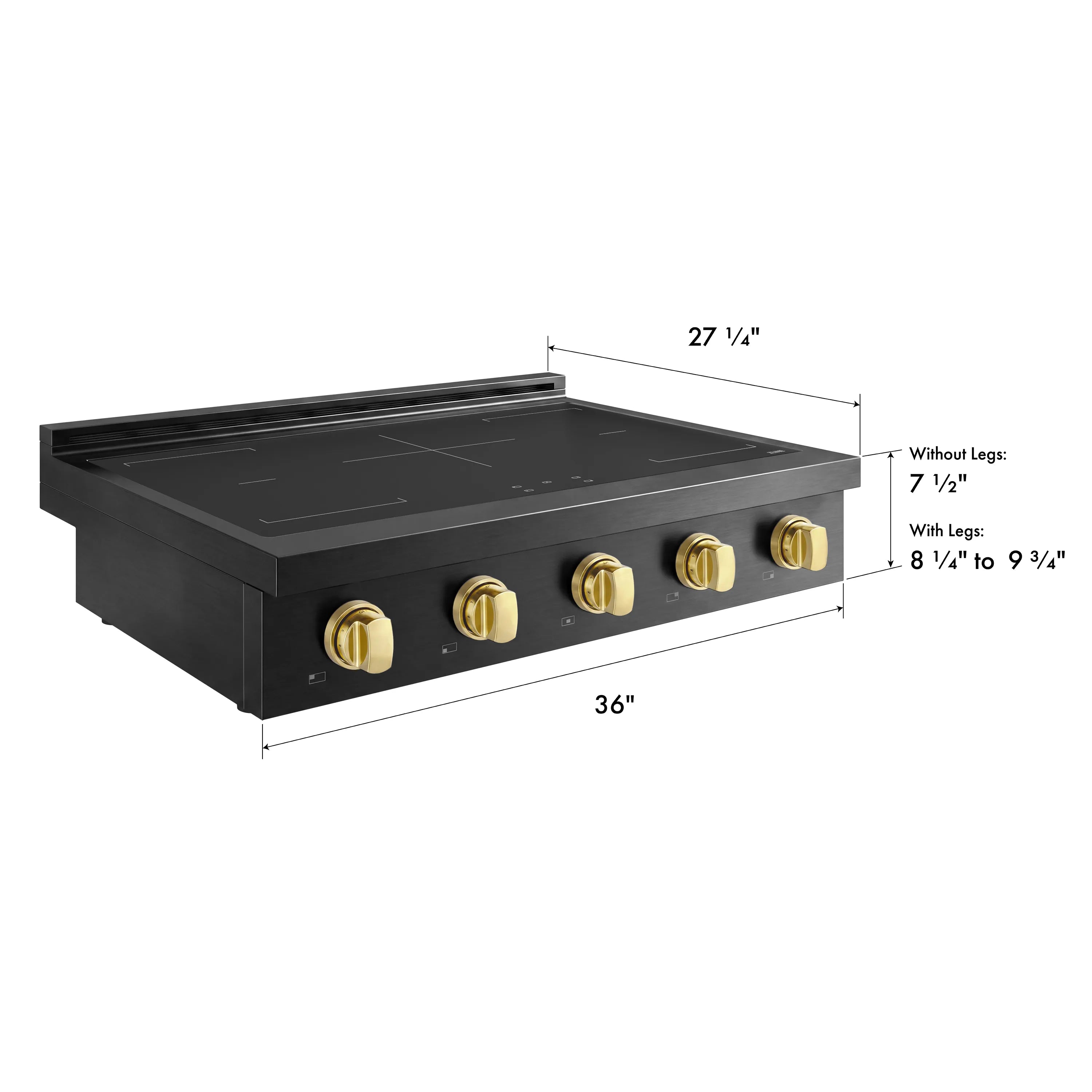 ZLINE Autograph Edition 36-Inch Paramount Induction Rangetop with 5 Element Cooktop in Black Stainless Steel and Polished Gold Accents (SINRTBZ-36-G)