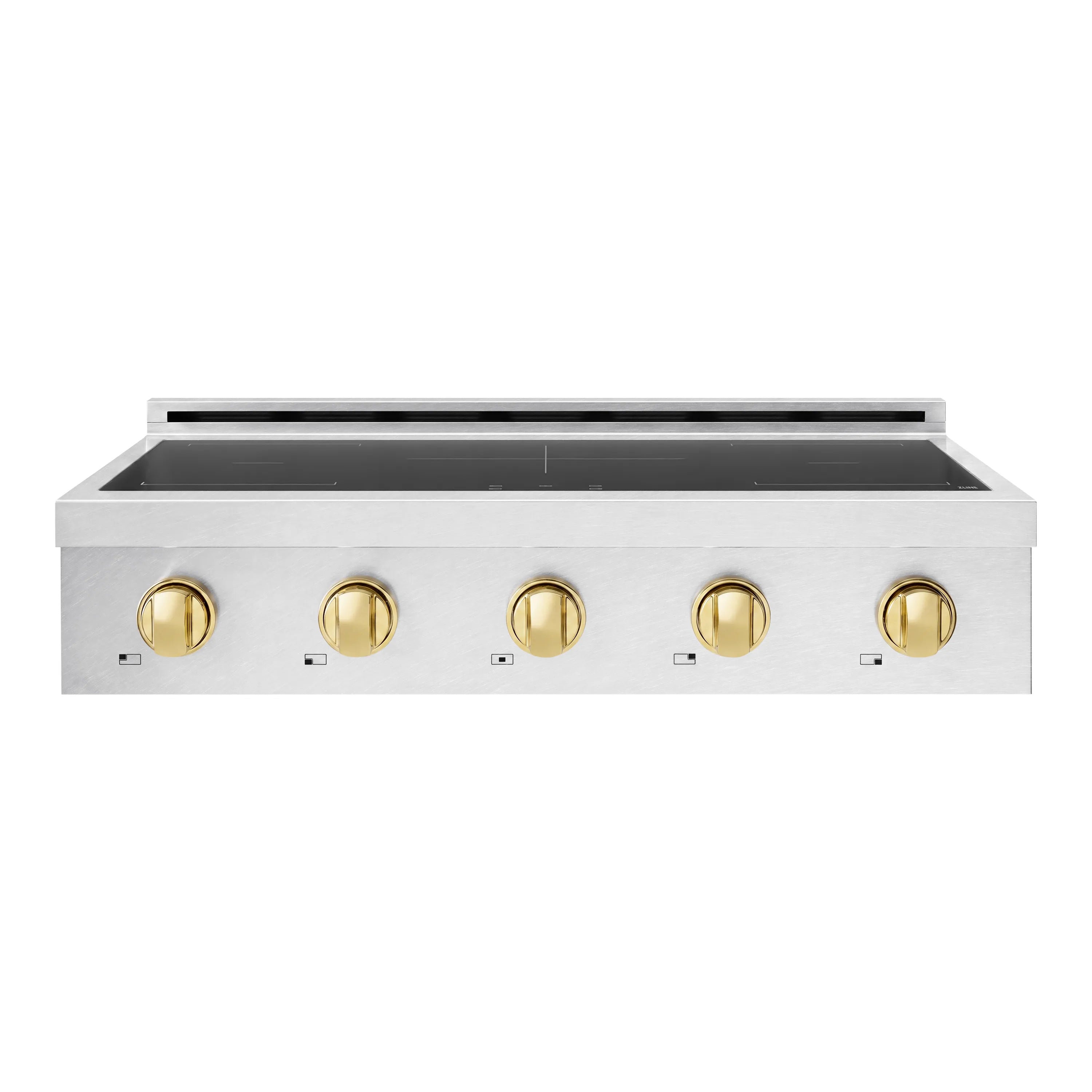 ZLINE Autograph Edition 36-Inch Paramount Induction Rangetop with 5 Element Cooktop in Satin Stainless Steel and Polished Gold Accents (SINRTSZ-36-G)