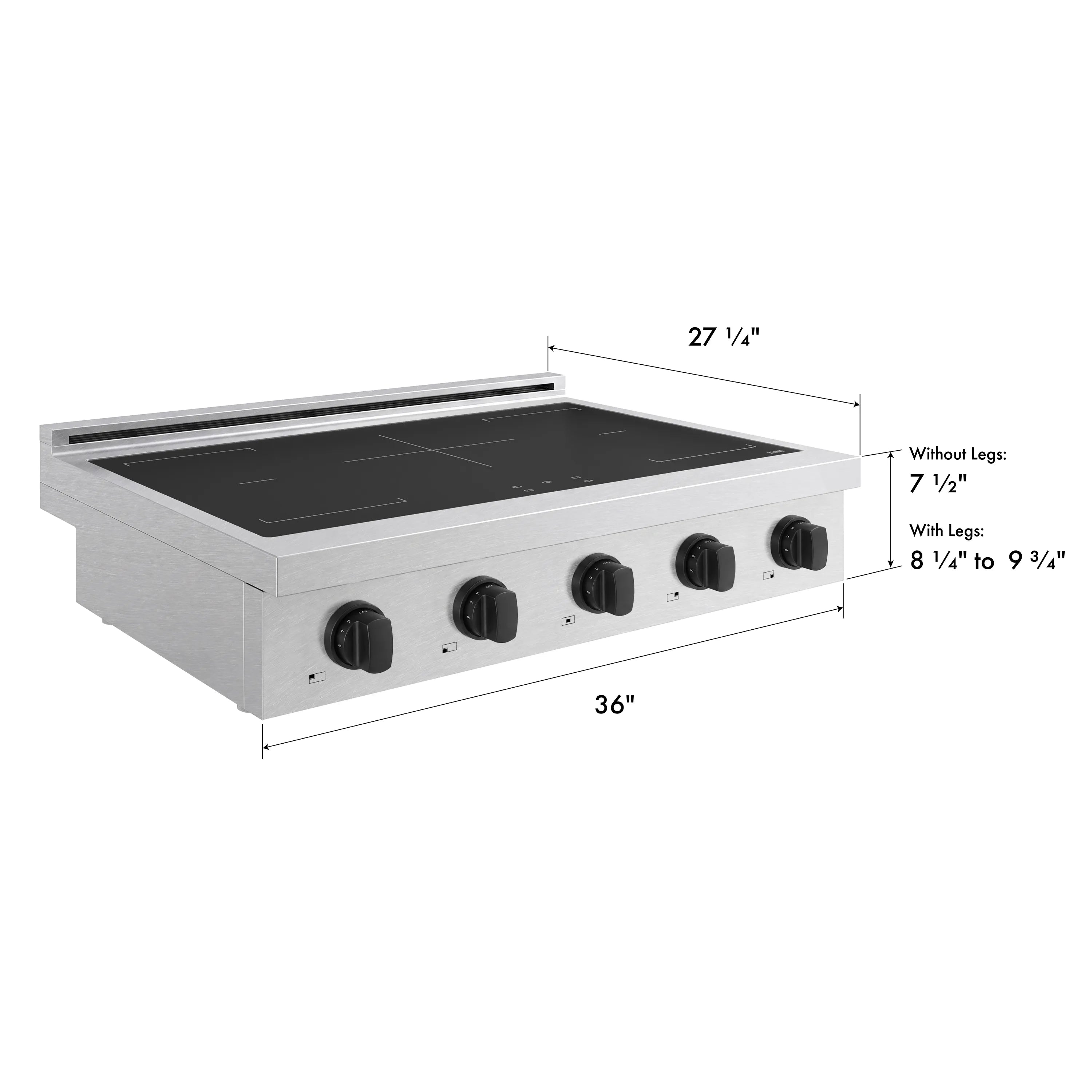 ZLINE Autograph Edition 36-Inch Paramount Induction Rangetop with 5 Element Cooktop in Satin Stainless Steel and Matte Black Accents (SINRTSZ-36-MB)
