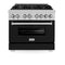 ZLINE 36-inch Legacy Series Dual Fuel Range in Fingerprint Resistant DuraSnow® Stainless with Black Matte Door (RAS-BLM-36)