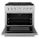 ZLINE 36-Inch 5.2 cu. ft. Paramount Dual Fuel Range with 6 Burner DuoPro™ Cooktop and Electric Convection Oven in Satin Stainless Steel (PSDRS-36)