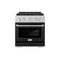 ZLINE 30-Inch 4.2 cu. ft. Paramount Dual Fuel Range with 4 Burner DuoPro™ Cooktop and Electric Convection Oven in Satin Stainless Steel with Black Matte Door (PSDRS-BLM-30)