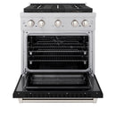 ZLINE 30-Inch 4.2 cu. ft. Paramount Dual Fuel Range with 4 Burner DuoPro™ Cooktop and Electric Convection Oven in Satin Stainless Steel with Black Matte Door (PSDRS-BLM-30)