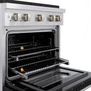 ZLINE 30-Inch 4.2 cu. ft. Paramount Dual Fuel Range with 4 Burner DuoPro™ Cooktop and Electric Convection Oven in Satin Stainless Steel with Black Matte Door (PSDRS-BLM-30)