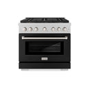 ZLINE 36-Inch 5.2 cu. ft. Paramount Dual Fuel Range with 6 Burner DuoPro™ Cooktop and Electric Convection Oven in Satin Stainless Steel with Black Matte Door (PSDRS-BLM-36)