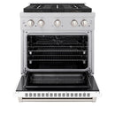 ZLINE 30-Inch 4.2 cu. ft. Paramount Dual Fuel Range with 4 Burner DuoPro™ Cooktop and Electric Convection Oven in Satin Stainless Steel with White Matte Door (PSDRS-WM-30)