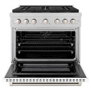 ZLINE 36-Inch 5.2 cu. ft. Paramount Dual Fuel Range with 6 Burner DuoPro™ Cooktop and Electric Convection Oven in Satin Stainless Steel with White Matte Door (PSDRS-WM-36)