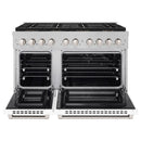 ZLINE 48-Inch 6.7 cu. ft. Paramount Dual Fuel Range with 8 Burner DuoPro™ Cooktop and Dual Ovens in Satin Stainless Steel with White Matte Doors (PSDRS-WM-48)