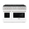 ZLINE 48-Inch 6.7 cu. ft. Paramount Dual Fuel Range with 8 Burner DuoPro™ Cooktop and Dual Ovens in Satin Stainless Steel with White Matte Doors (PSDRS-WM-48)