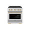 ZLINE Autograph Edition 30-Inch 4.2 cu. ft. Paramount Dual Fuel Range with 4 Burner DuoPro™ Cooktop and Electric Convection Oven in Satin Stainless Steel and Champagne Bronze Accents (PSDRSZ-30-CB)