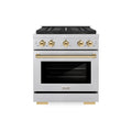 ZLINE Autograph Edition 30-Inch 4.2 cu. ft. Paramount Dual Fuel Range with 4 Burner DuoPro™ Cooktop and Electric Convection Oven in Satin Stainless Steel and Polished Gold Accents (PSDRSZ-30-G)