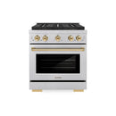 ZLINE Autograph Edition 30-Inch 4.2 cu. ft. Paramount Dual Fuel Range with 4 Burner DuoPro™ Cooktop and Electric Convection Oven in Satin Stainless Steel and Polished Gold Accents (PSDRSZ-30-G)