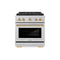 ZLINE Autograph Edition 30-Inch 4.2 cu. ft. Paramount Dual Fuel Range with 4 Burner DuoPro™ Cooktop and Electric Convection Oven in Satin Stainless Steel and Polished Gold Accents (PSDRSZ-30-G)